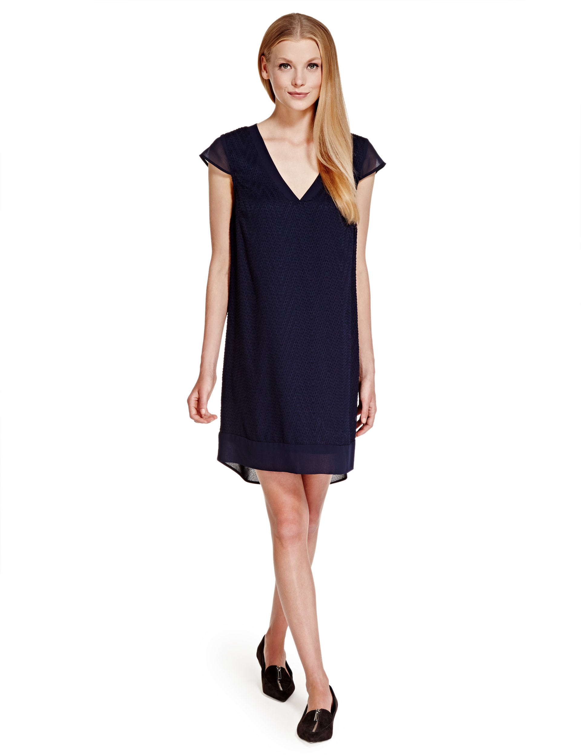 Zig Zag Textured Shift Dress Image 2 of 3