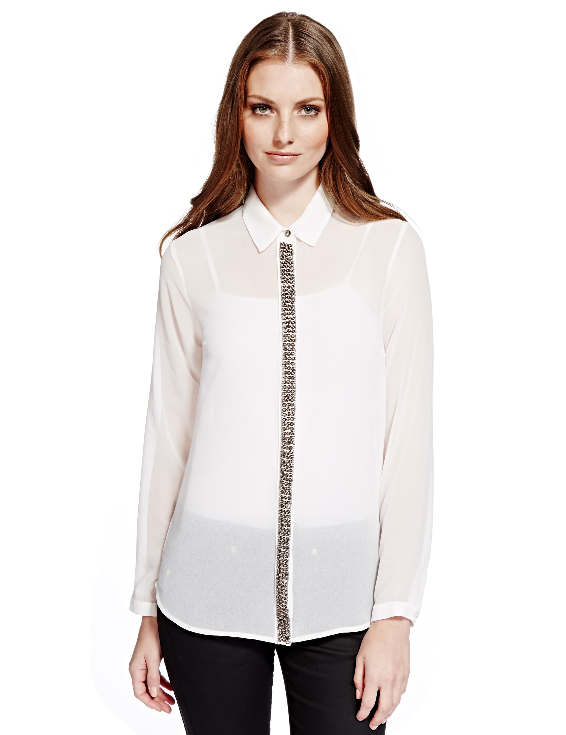 Embellished placket blouse Image 2 of 6