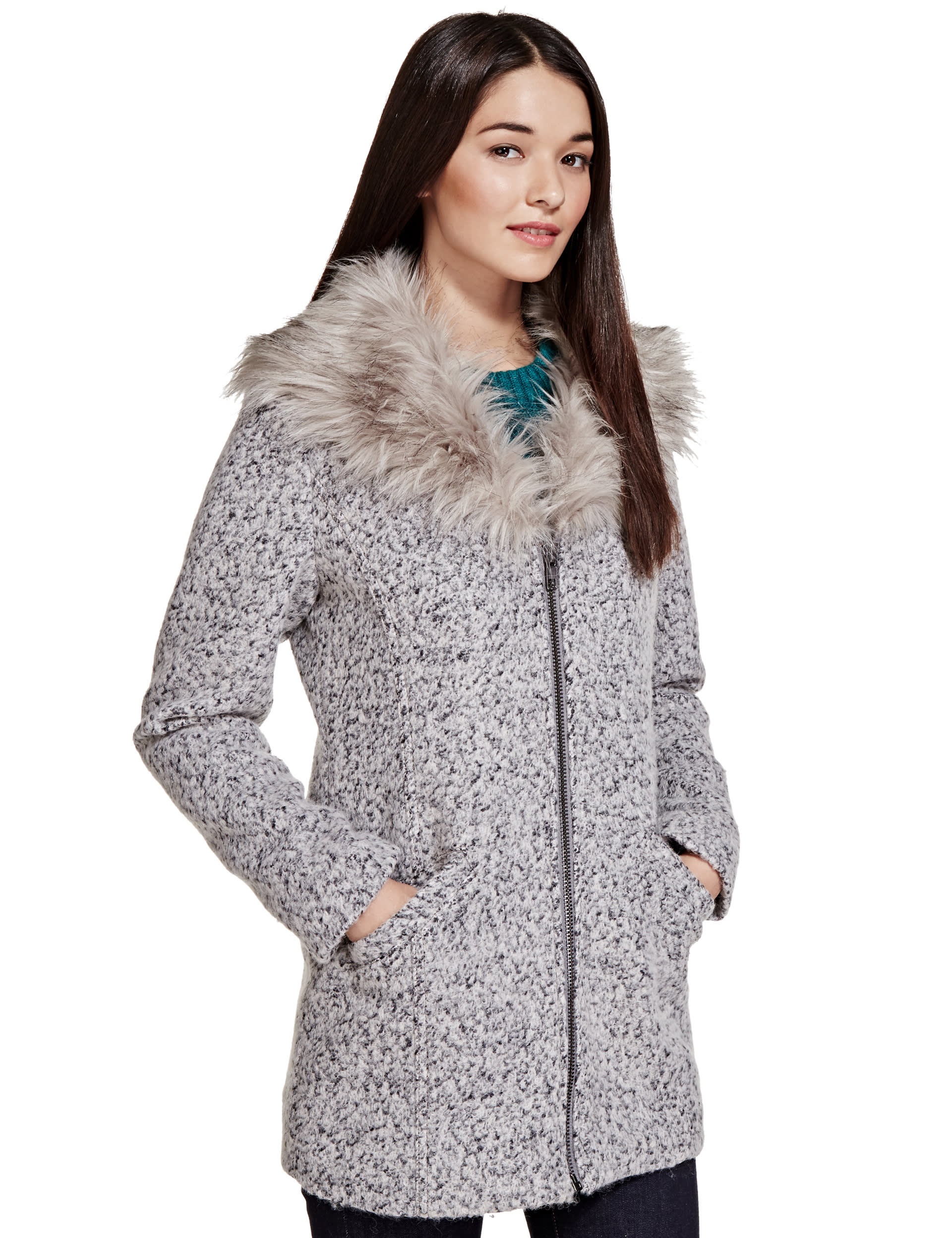 Faux Fur Collar Coat Image 2 of 4