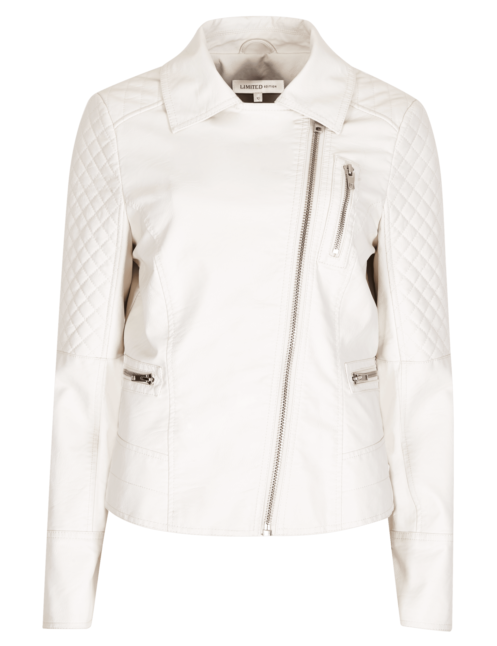 Faux Leather Quilted Biker Jacket Image 1 of 1