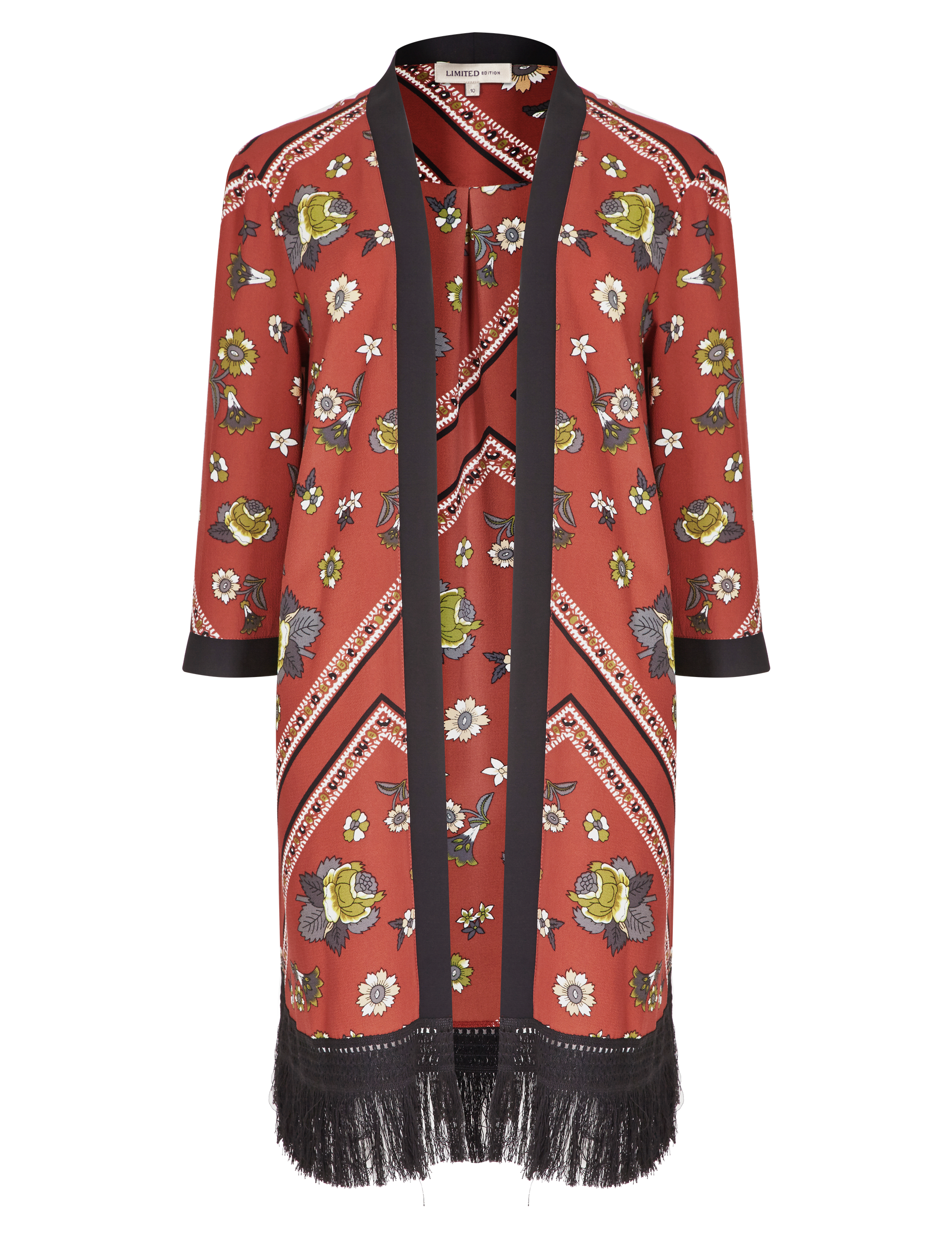 Floral & Tile Print Kimono Jacket Image 2 of 3
