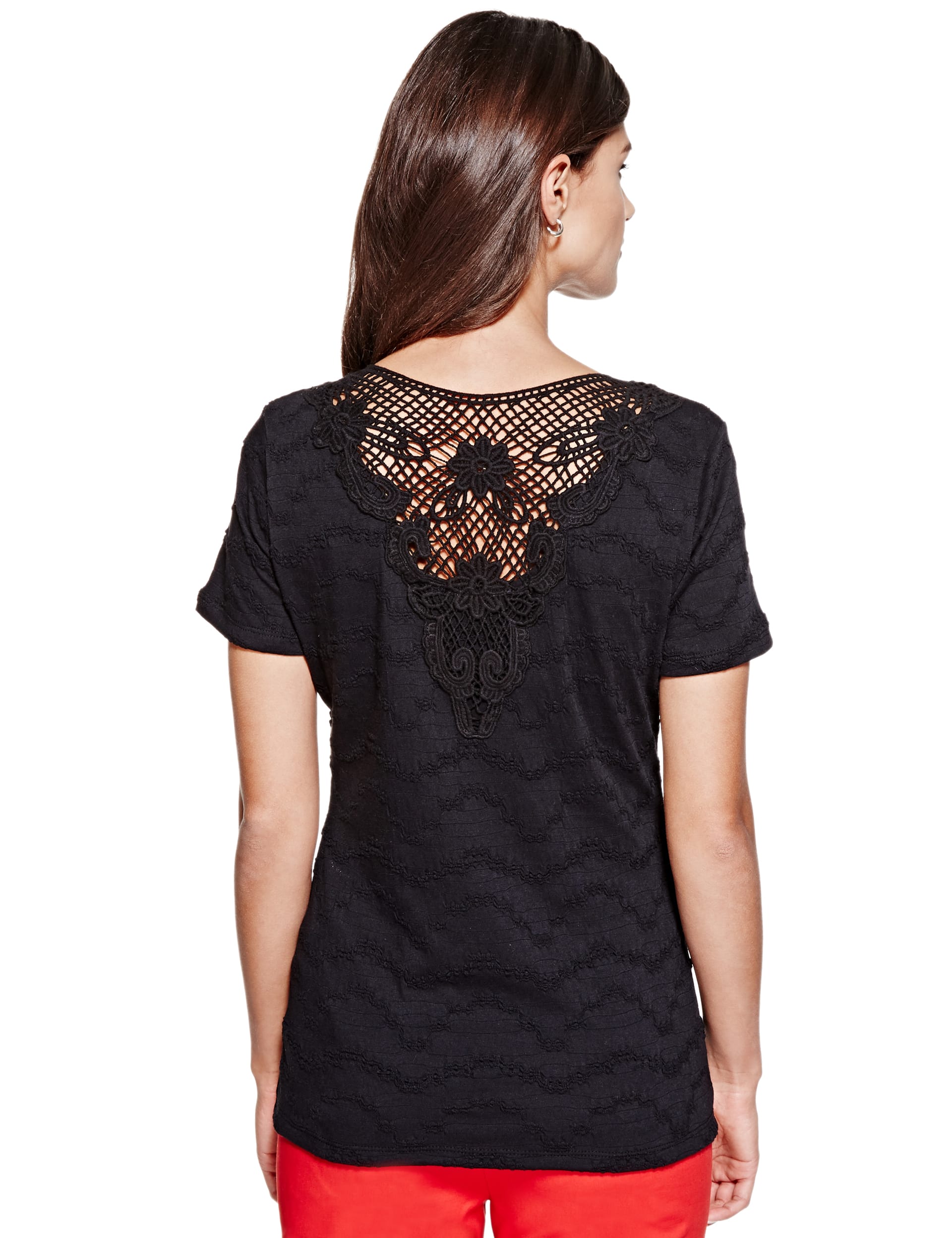 Textured Top with Crochet Back Detail Image 2 of 6