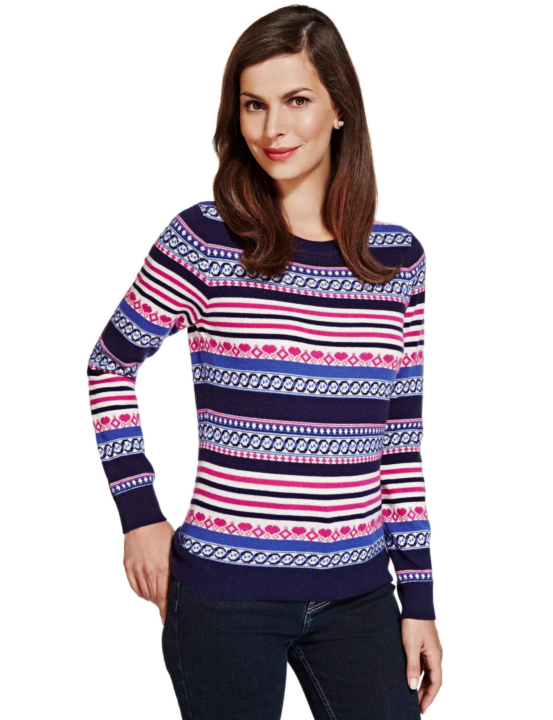 Pure Cashmere Fair Isle Christmas Jumper Image 2 of 4