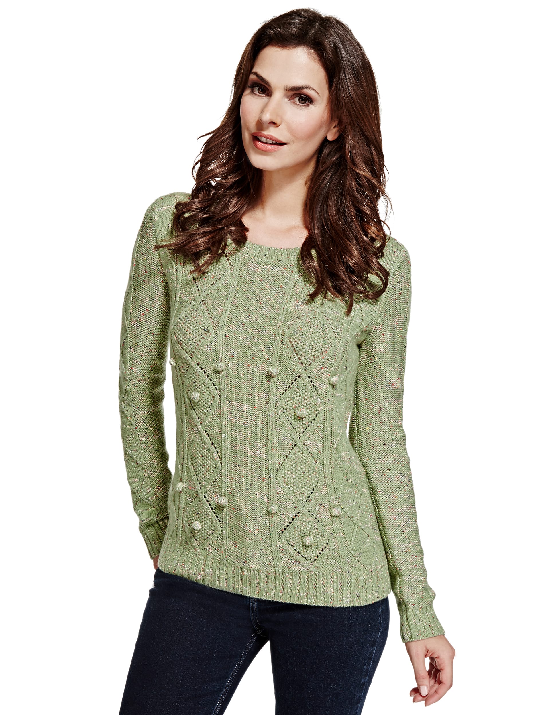 Flecked Bobble Pointelle Jumper Image 2 of 4