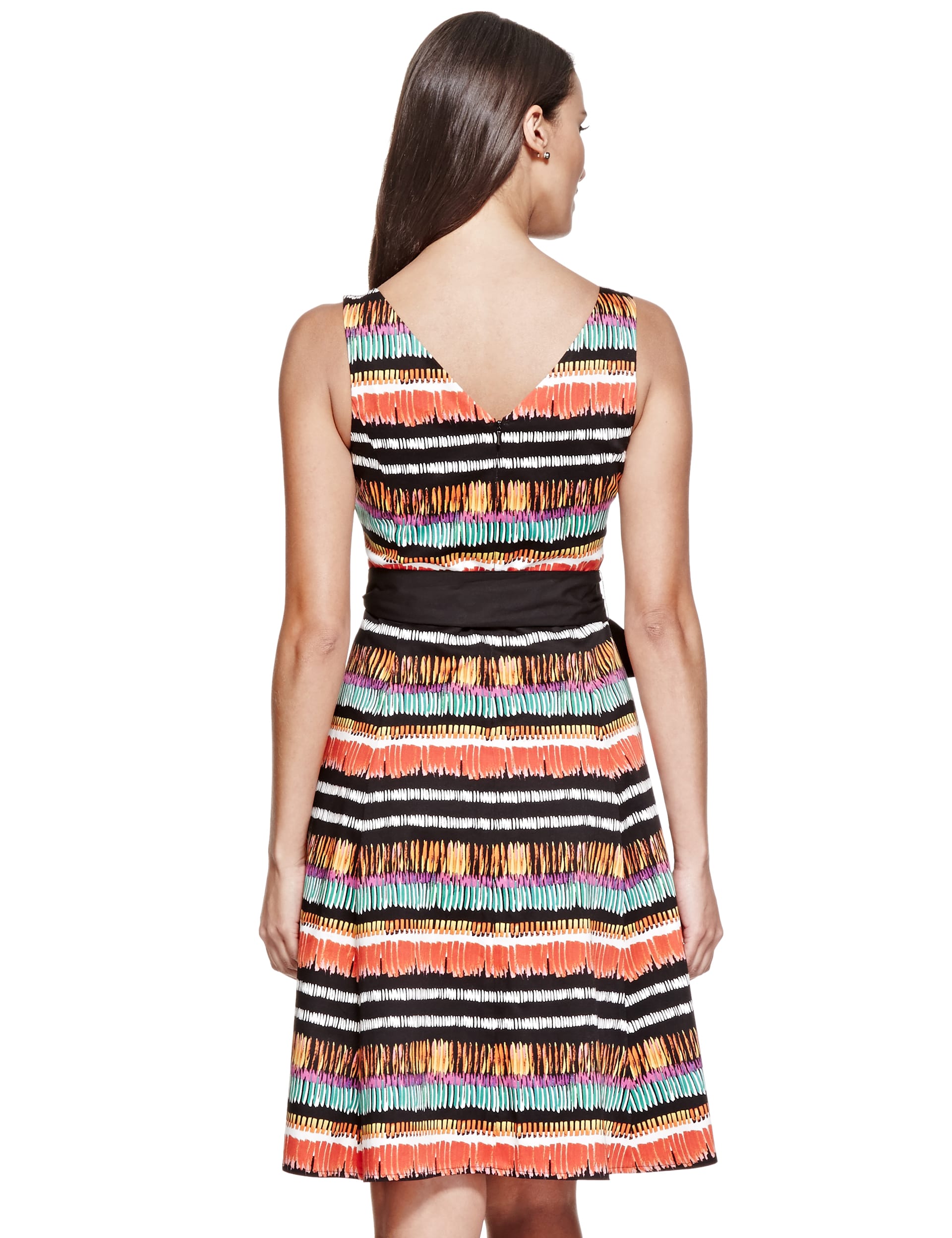 Cotton Rich Striped & Bow Prom Dress Image 2 of 5