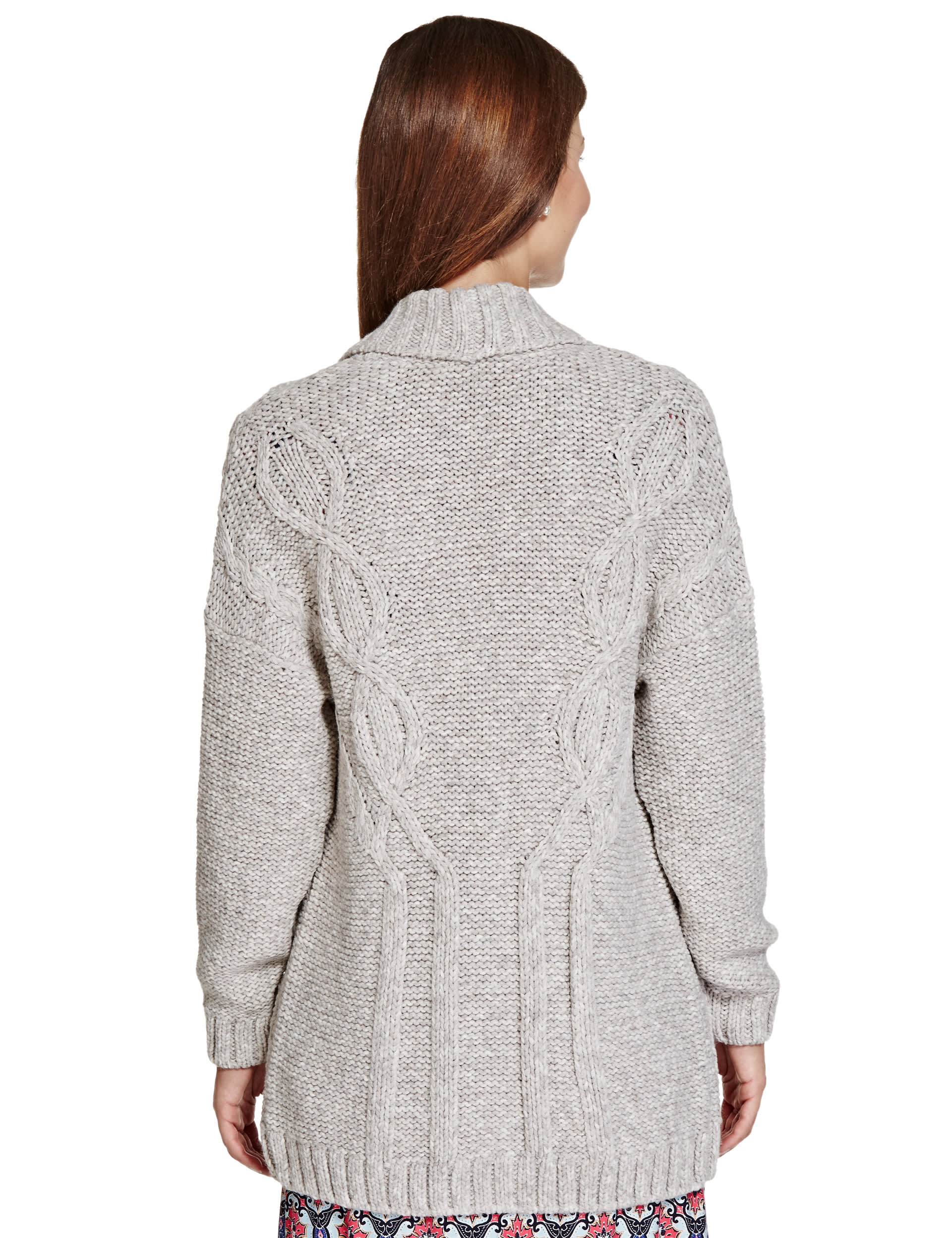 Cable Knit Turn Back Collar Cardigan Image 2 of 4