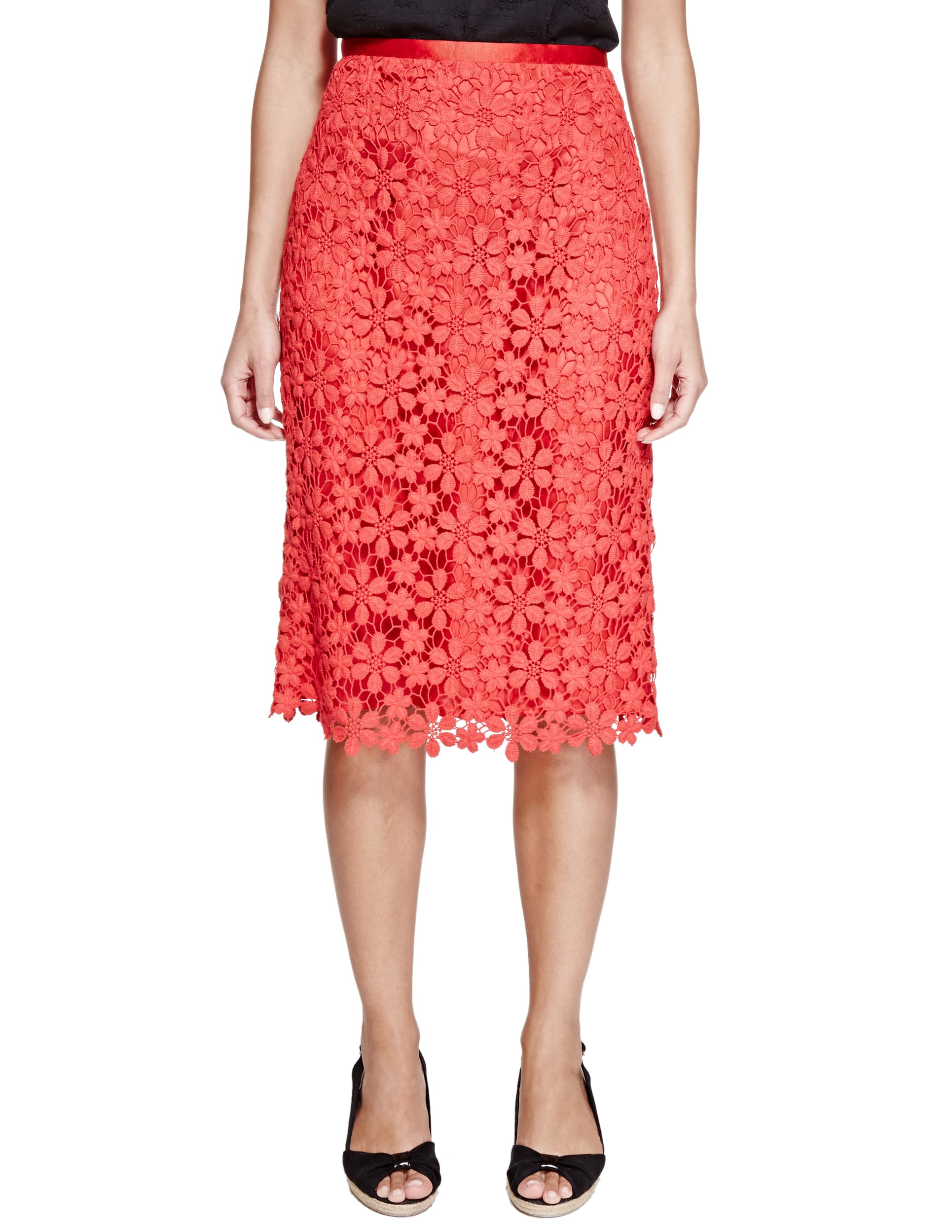 Pure Cotton Crochet Pencil Skirt Image 2 of 6