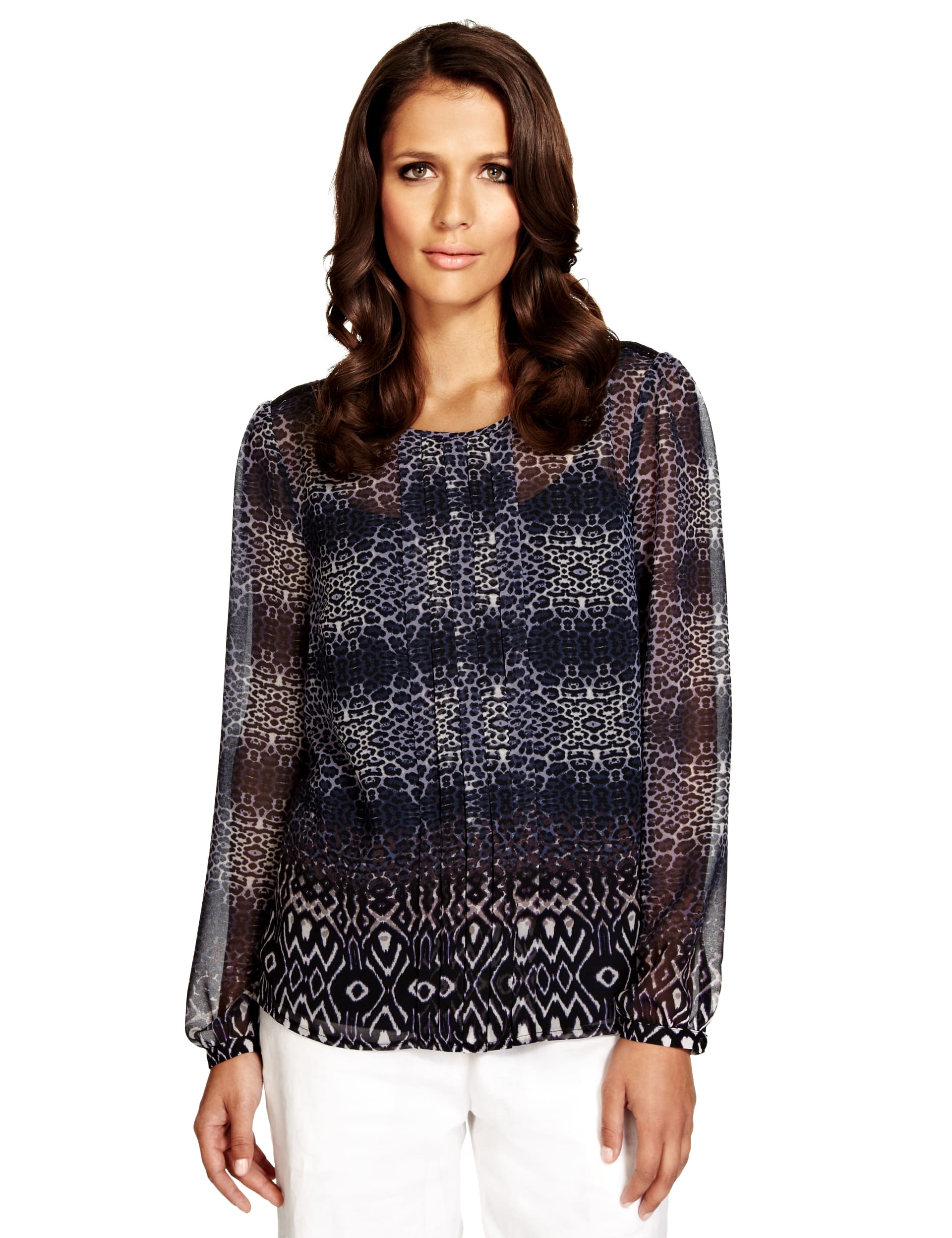 Aztec Animal Print Blouse with Camisole Image 2 of 7