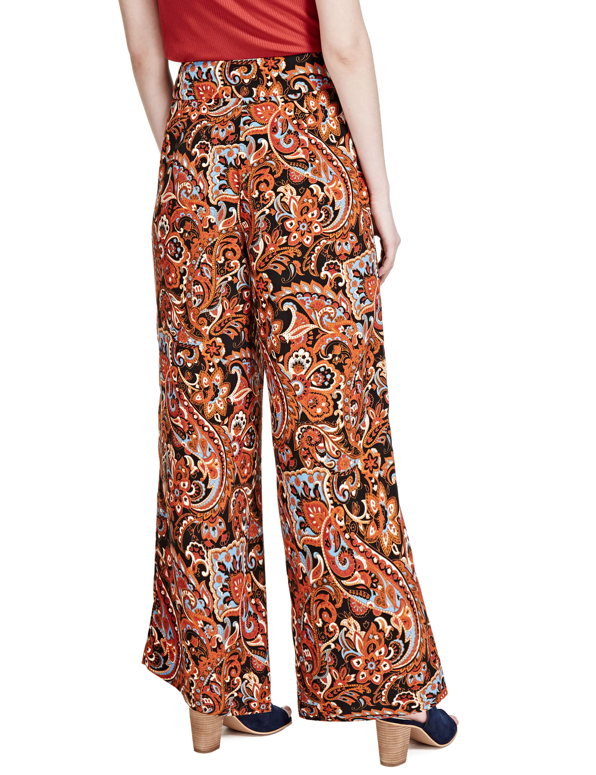 Wide Leg Paisley Print Trousers Image 2 of 4