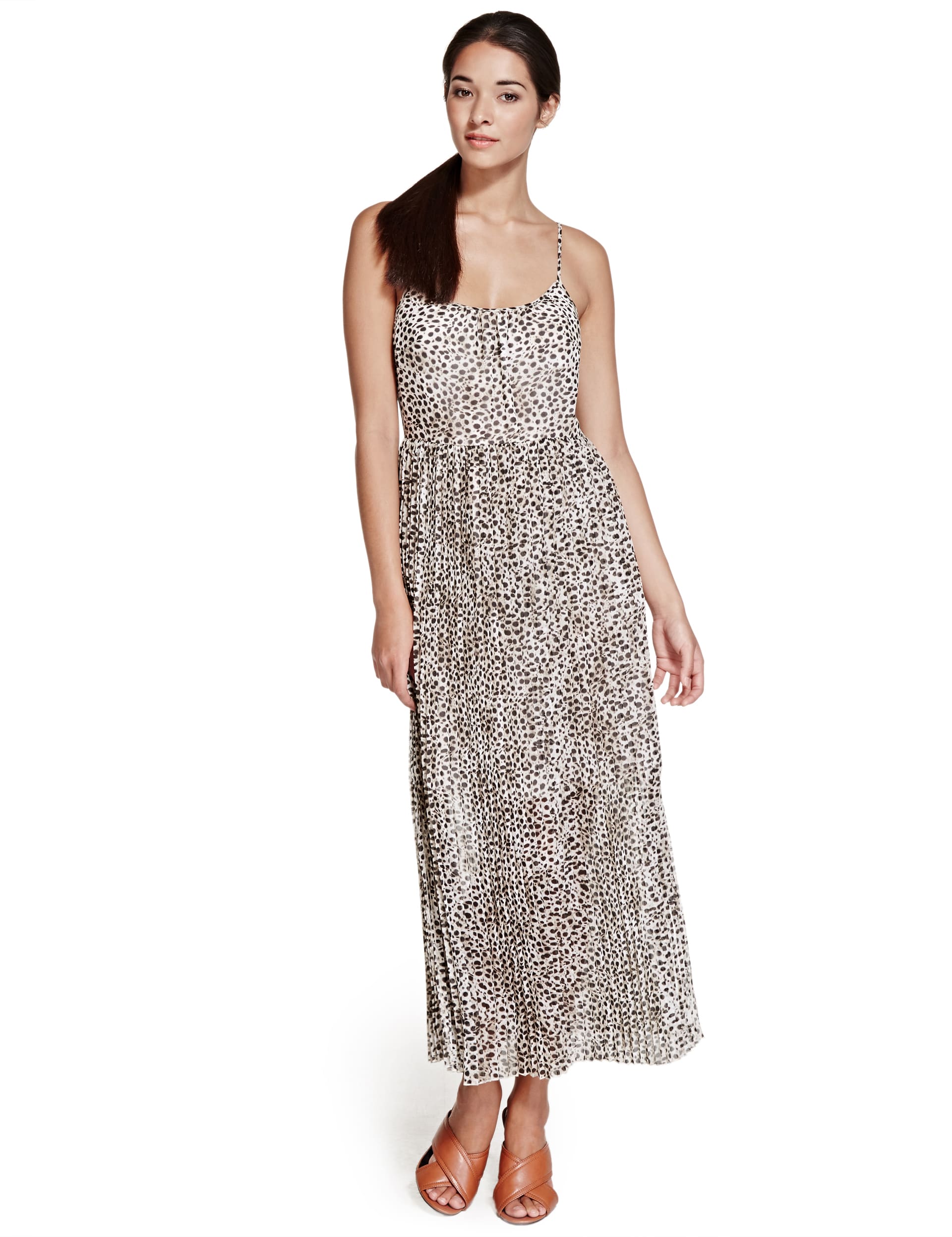 Leopard Print Pleated Maxi Dress Image 2 of 3