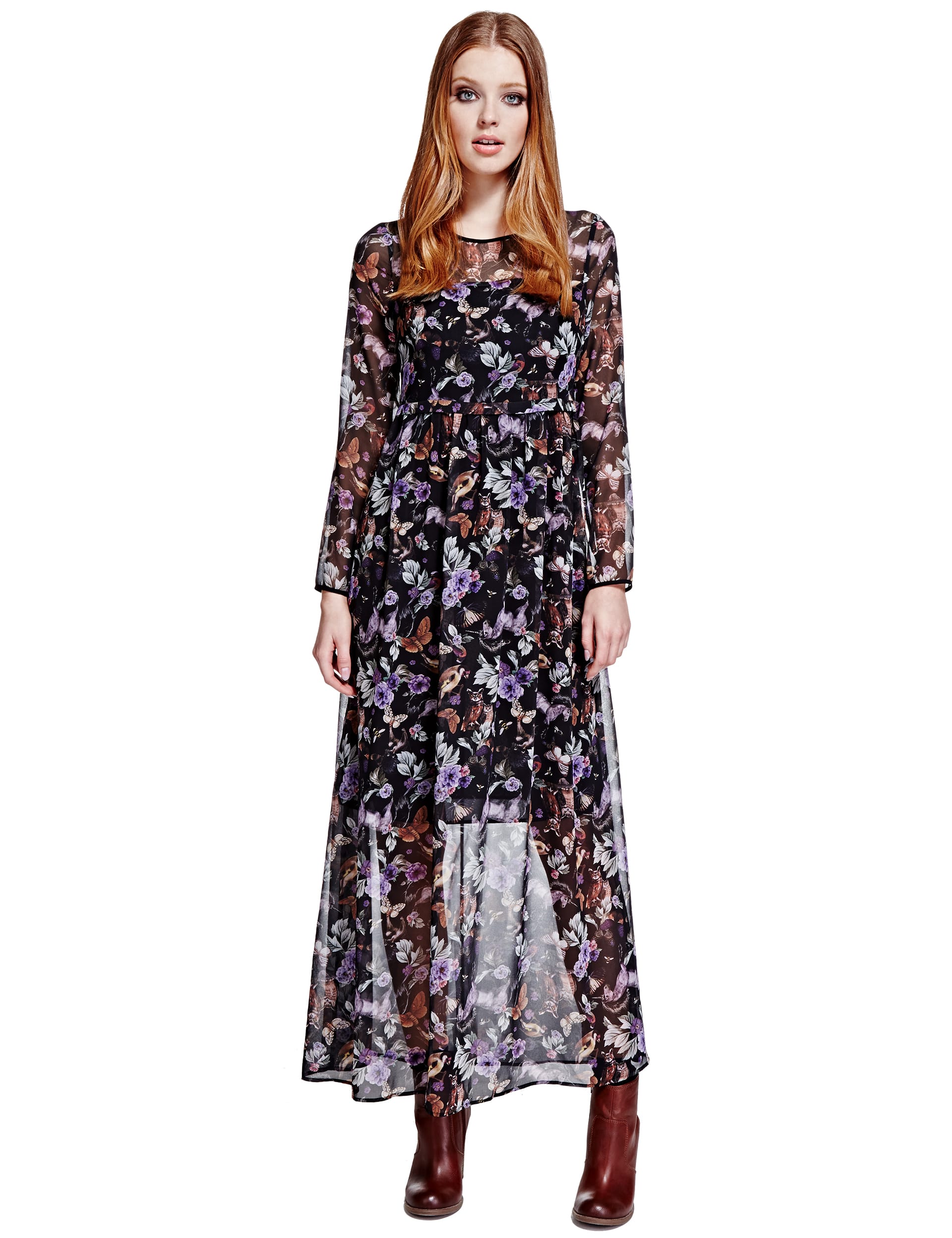 Pleated Floral Maxi Dress Image 2 of 4