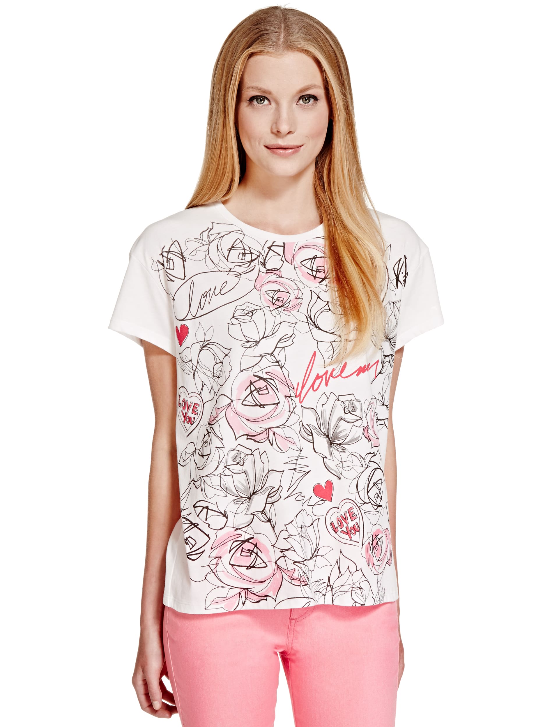 Pure Cotton Sketchy Love T-Shirt Image 2 of 3