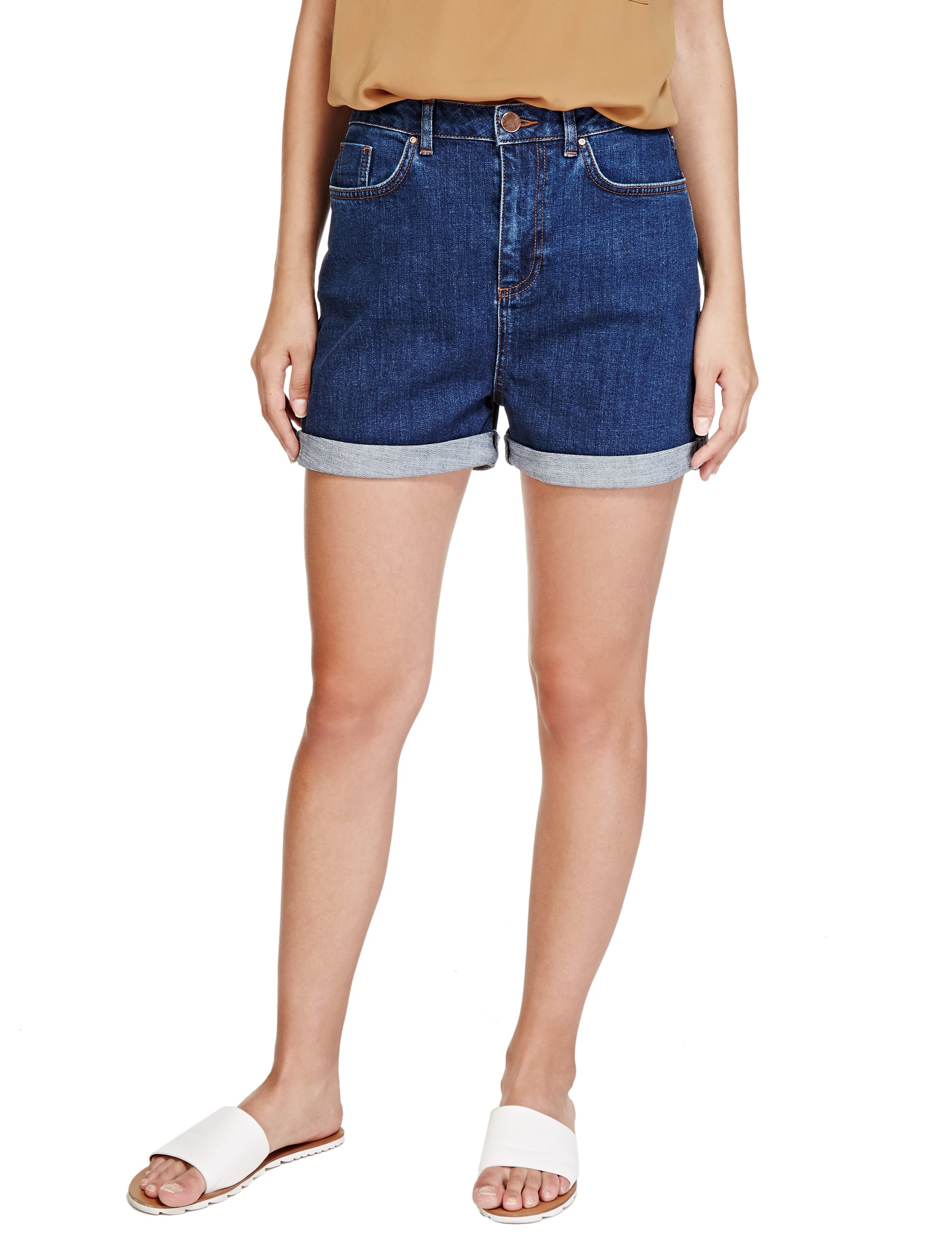 High Waisted Denim Shorts Image 2 of 4