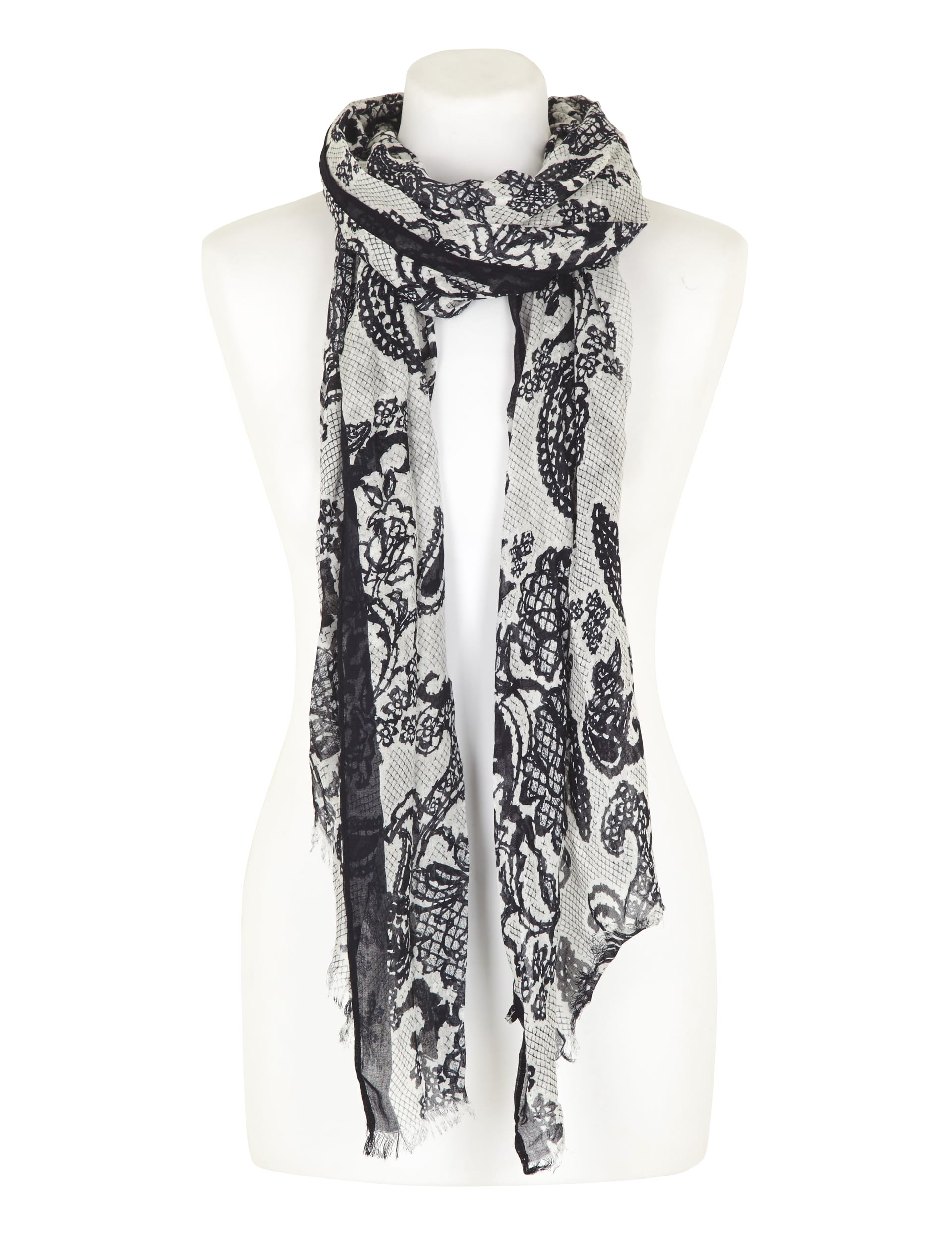 Modal Blend Lightweight Lace Print Scarf Image 2 of 3