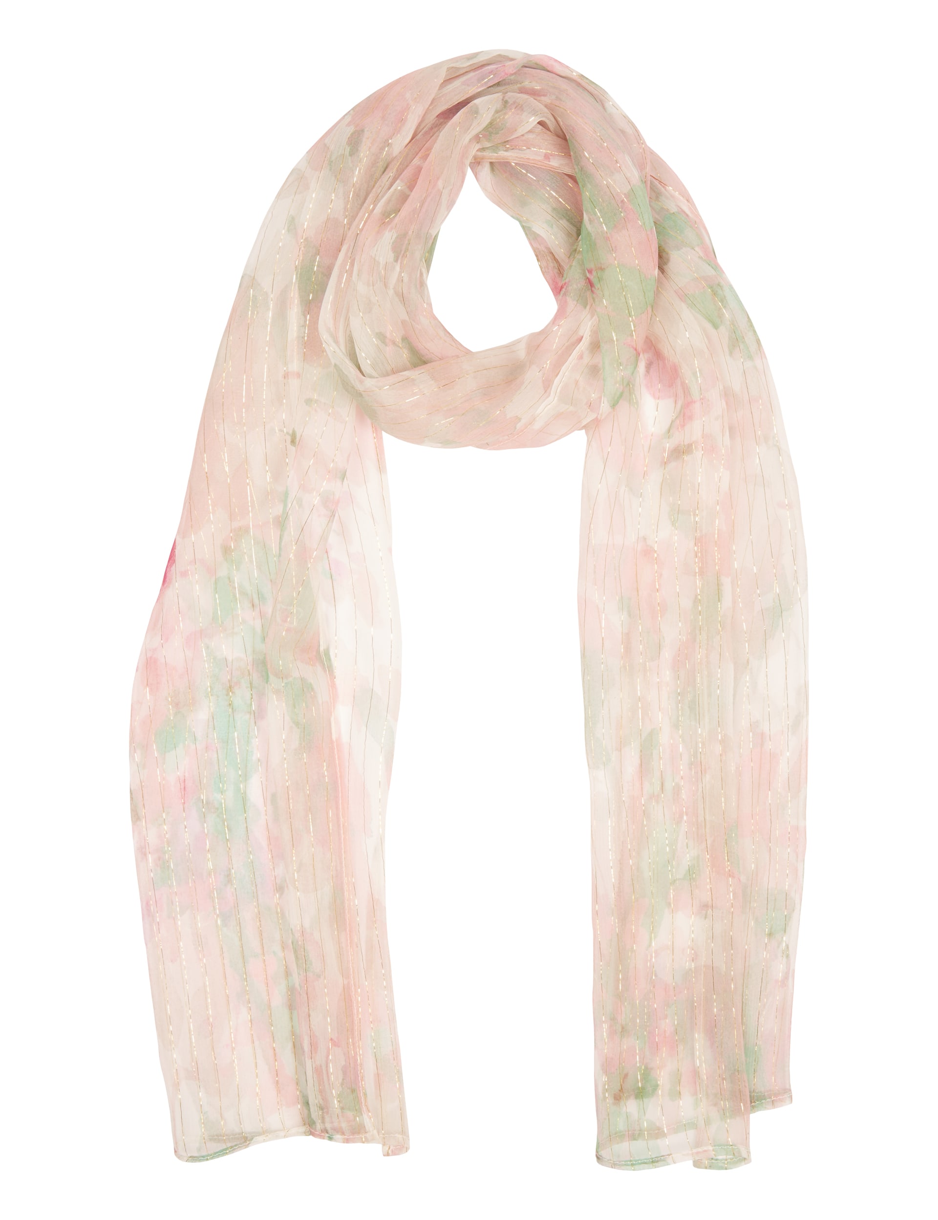 Silk Rich Lightweight Metallic Effect Splash Print Scarf Image 1 of 2