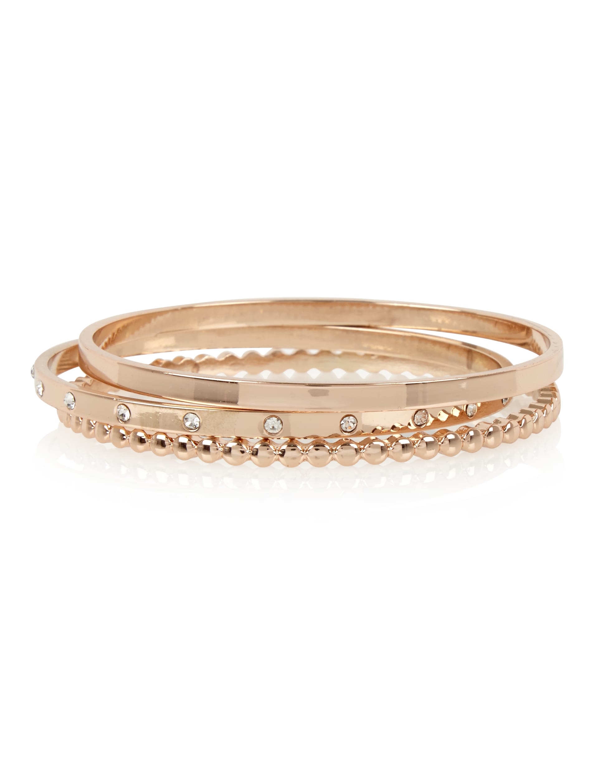 3 Gold Plated Beaded Stack Bangles Image 1 of 1