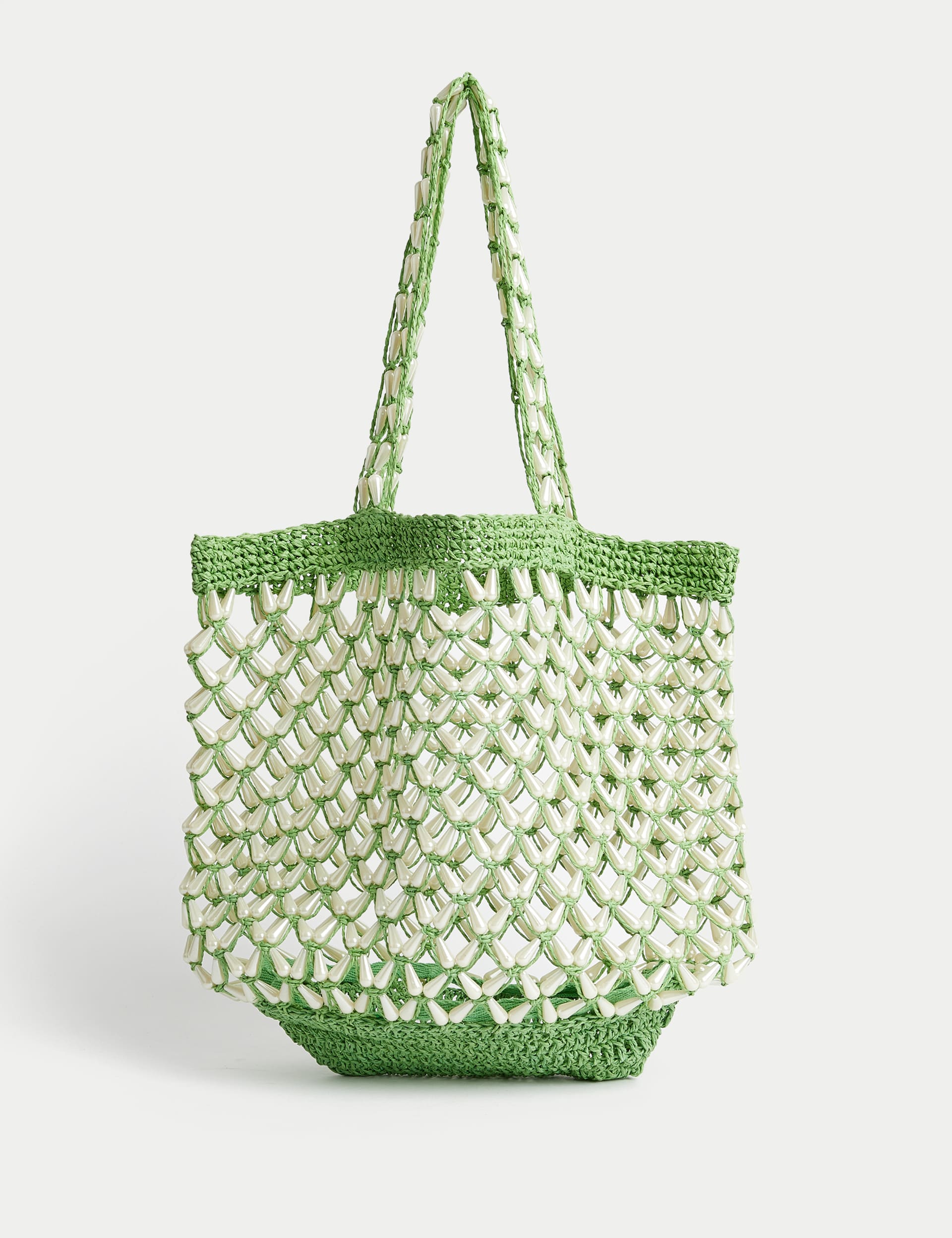 Straw Pearl Shoulder Shopper