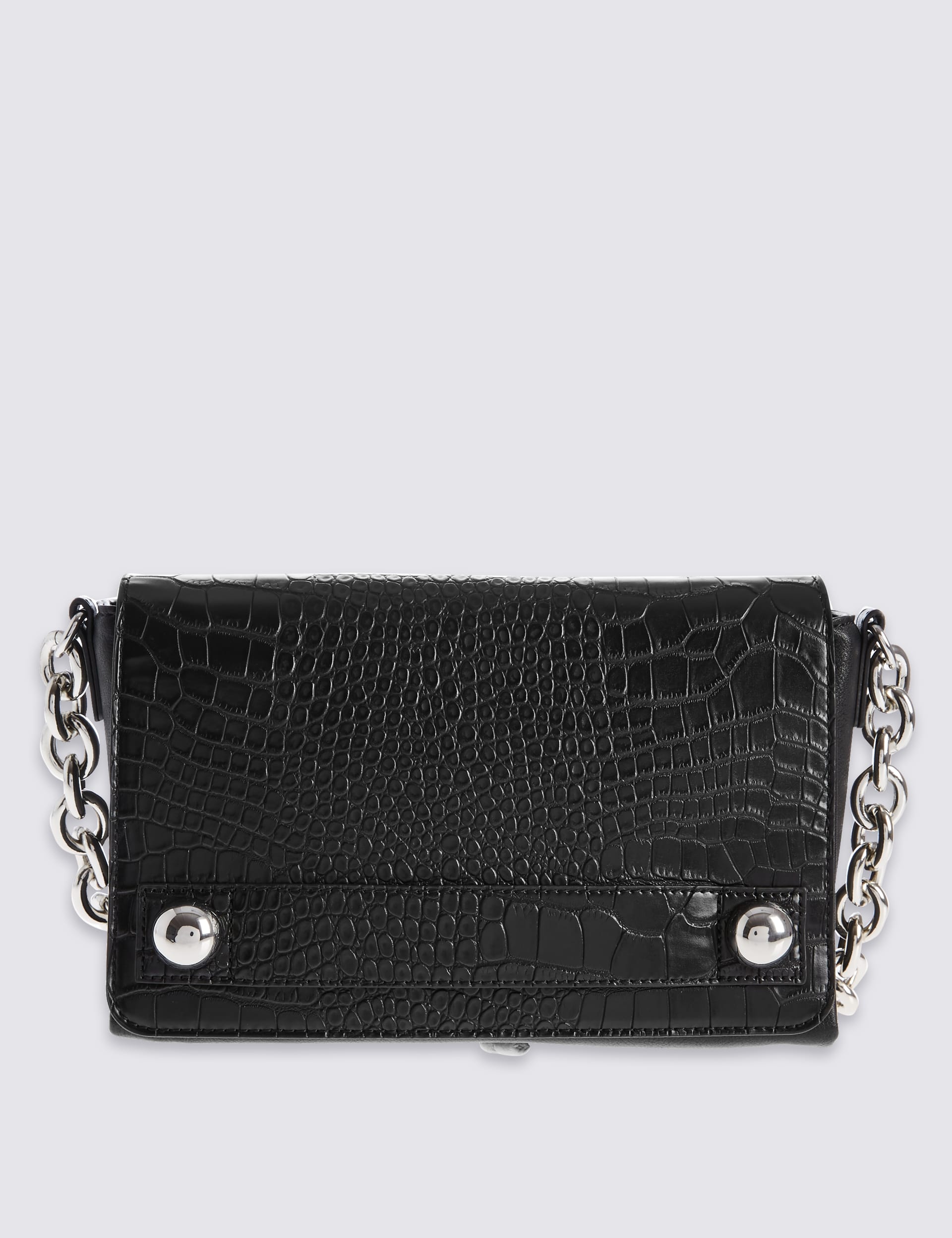 Faux Leather Chunky Chain Shoulder Bag Image 2 of 7