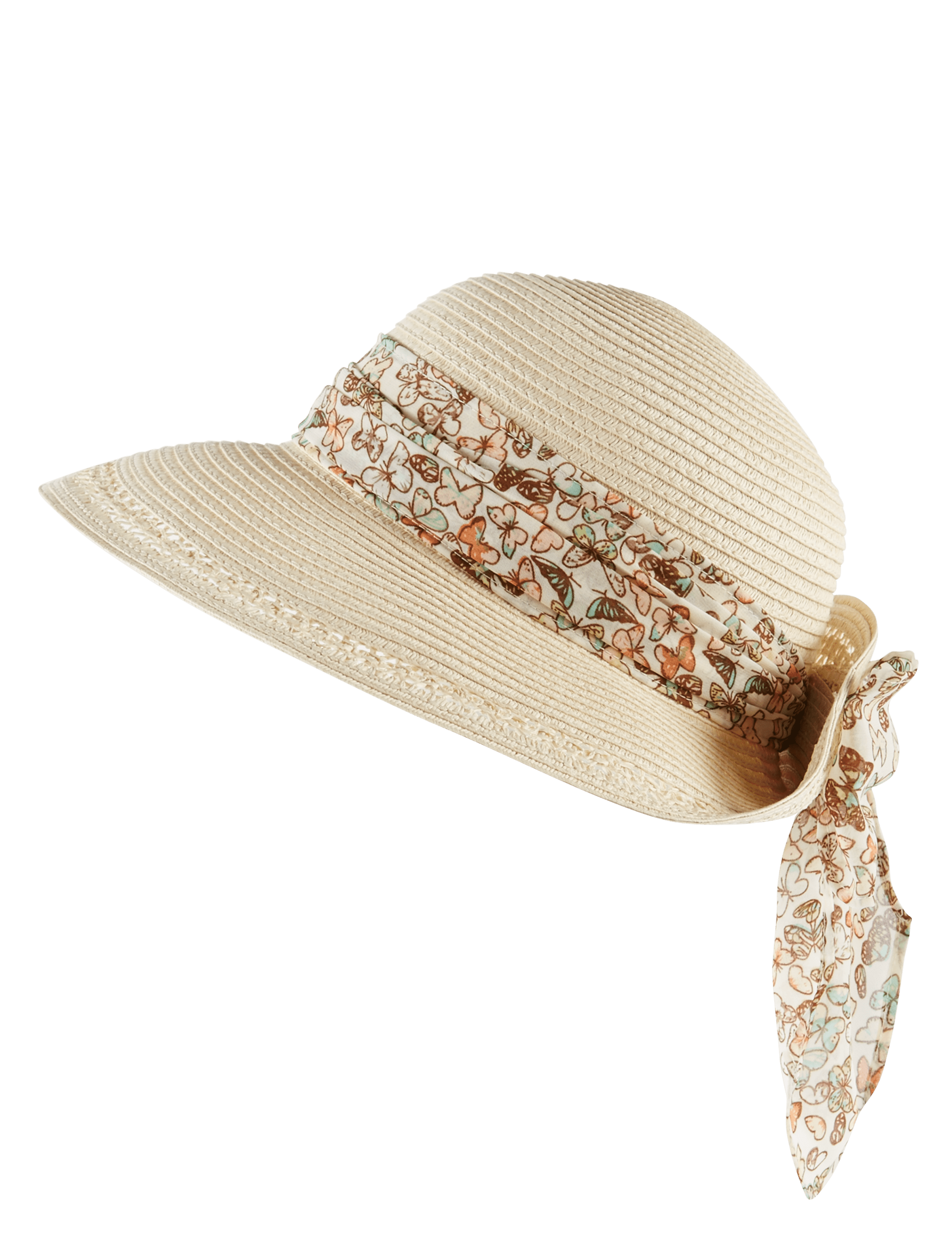 Crochet Butterfly Print Scarf Trim Hat Image 2 of 4