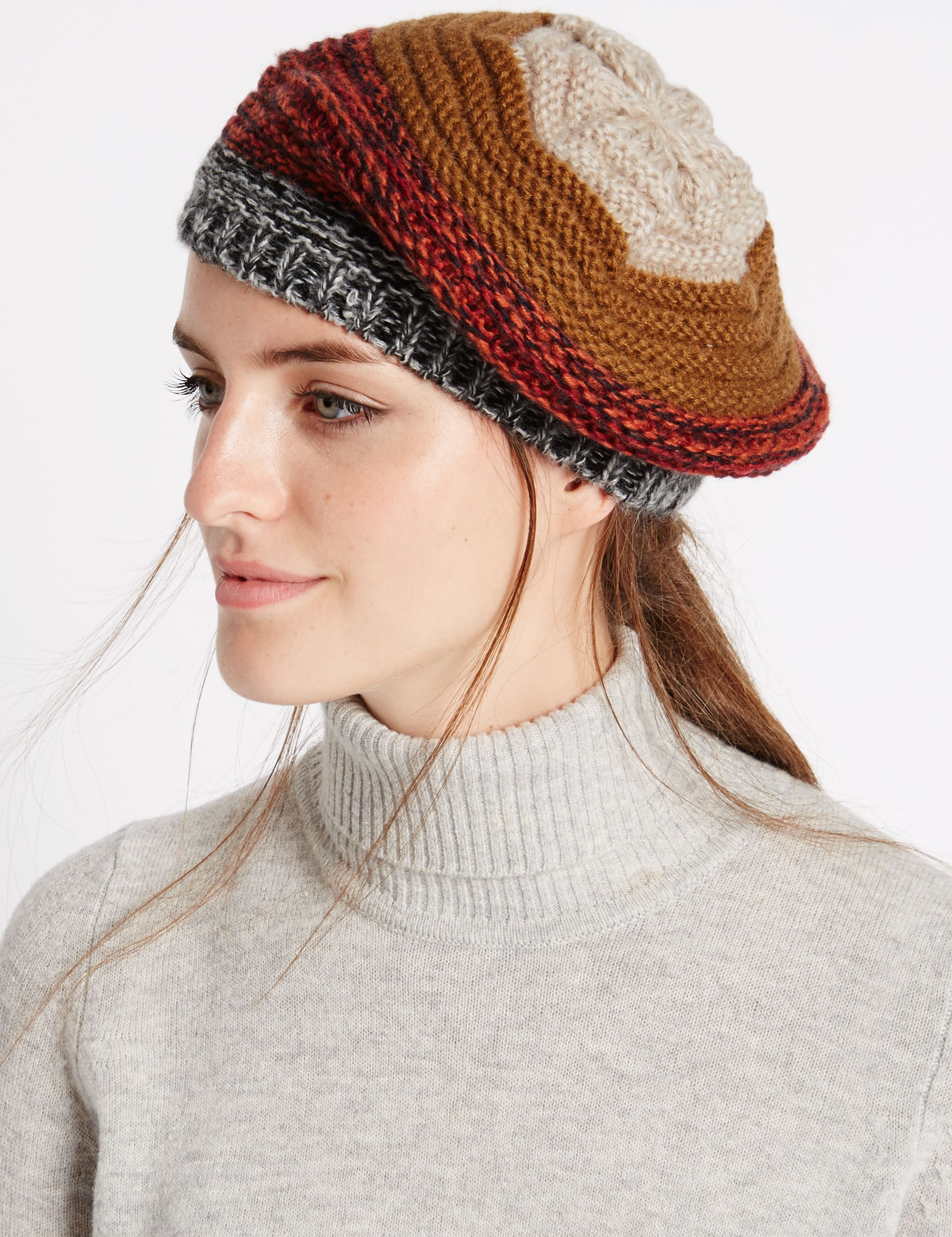 Striped Beret Hat Image 2 of 3