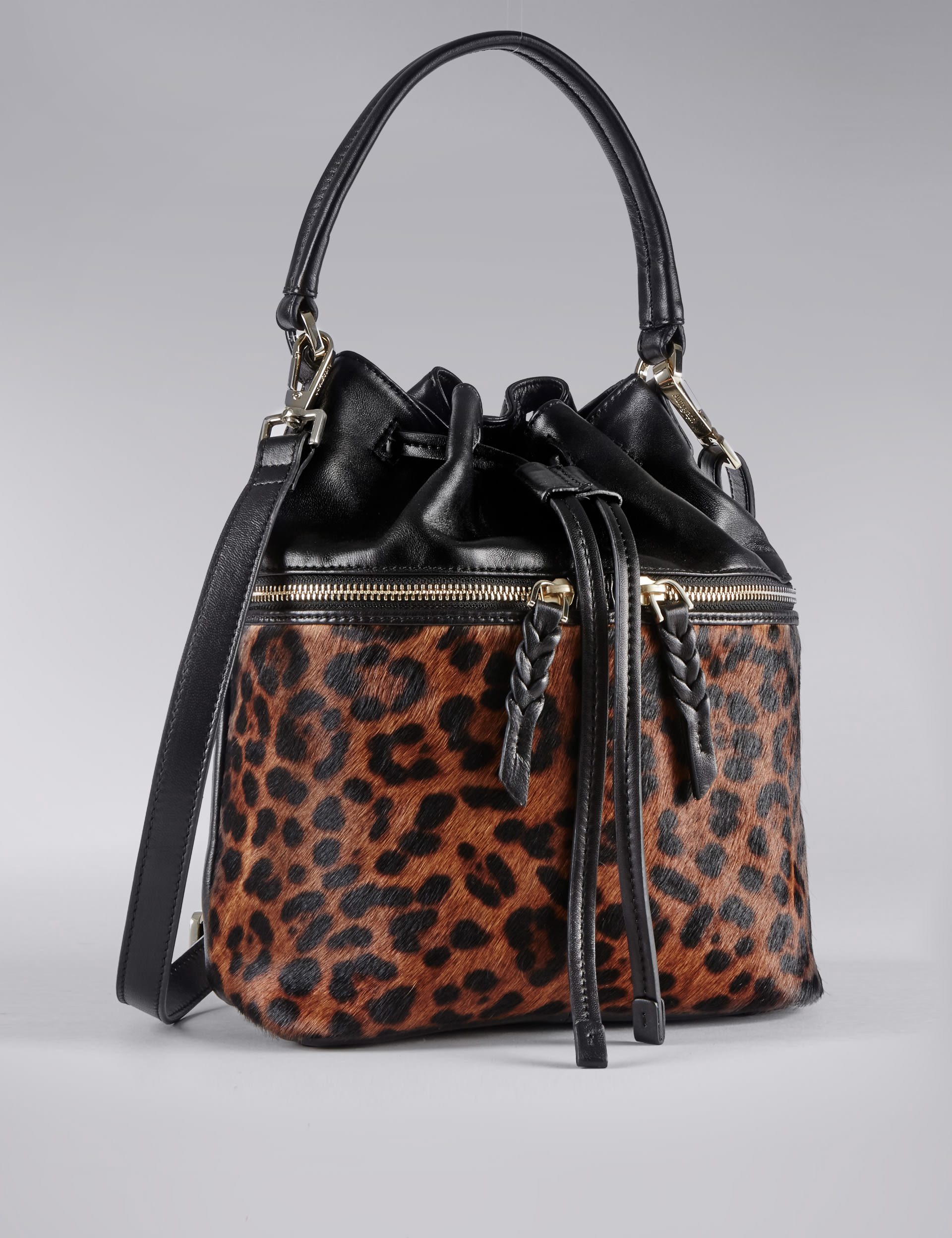 Leather Leopard Print Duffle Bag Image 2 of 5