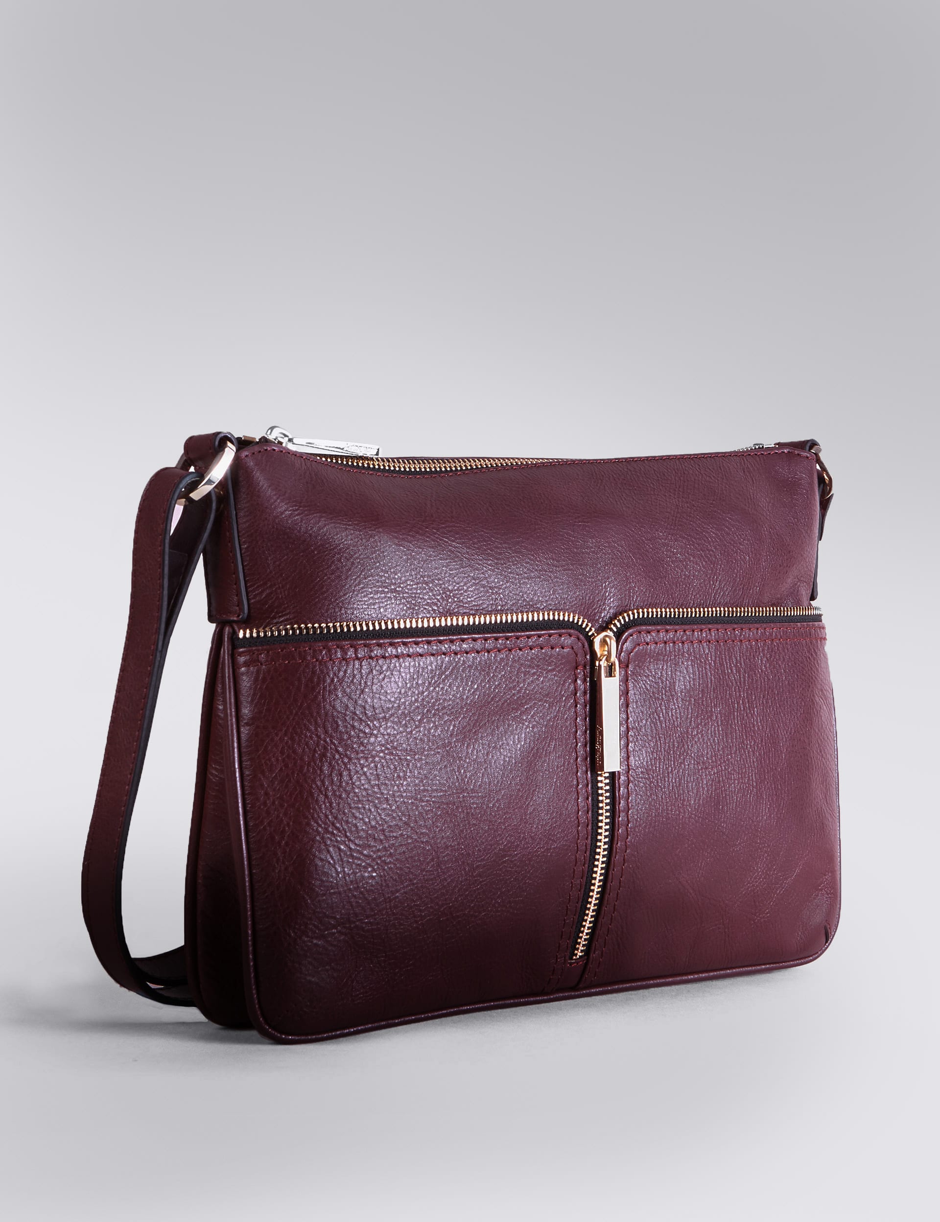 Leather Front Zip Across Body Bag Image 2 of 5