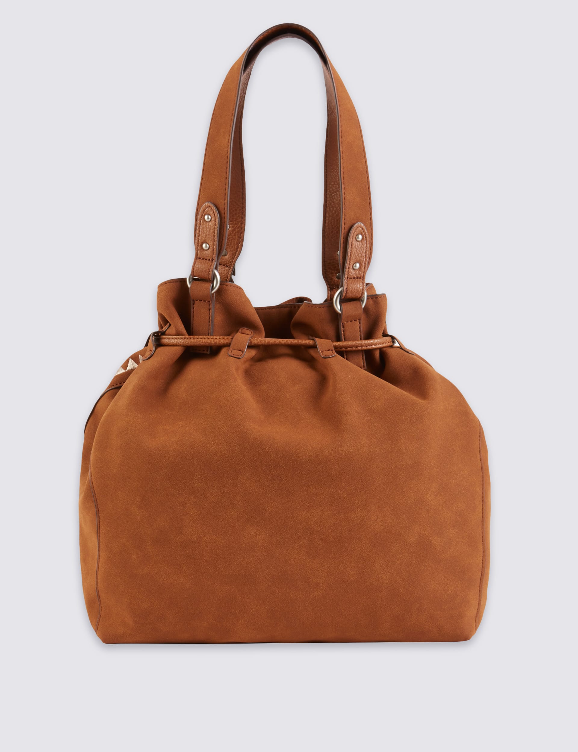 Faux Leather Embroidered Bucket Shoulder Bag Image 2 of 6