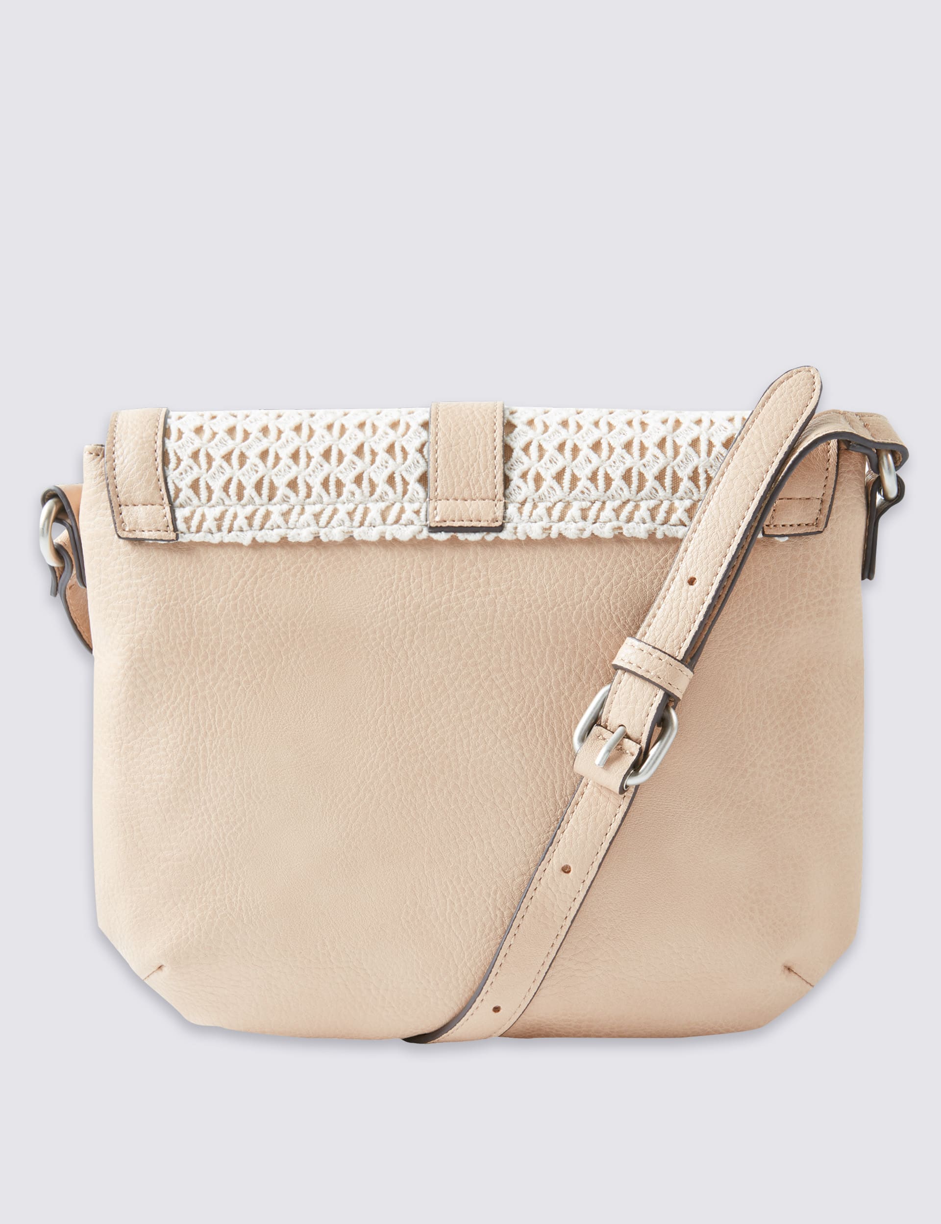 Faux Leather Crochet Saddle Across Body Bag Image 2 of 6