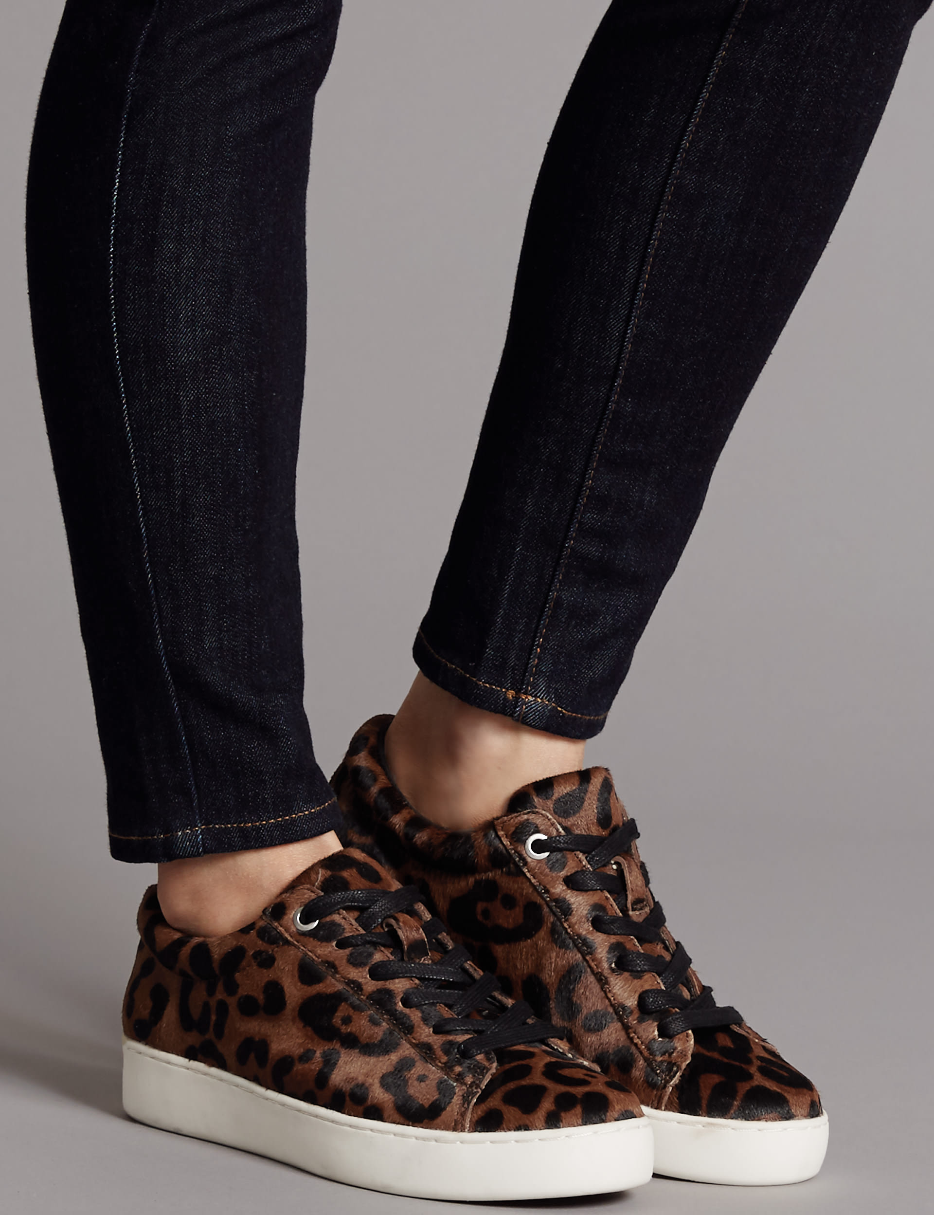 Leather Lace-up Trainers Image 2 of 7