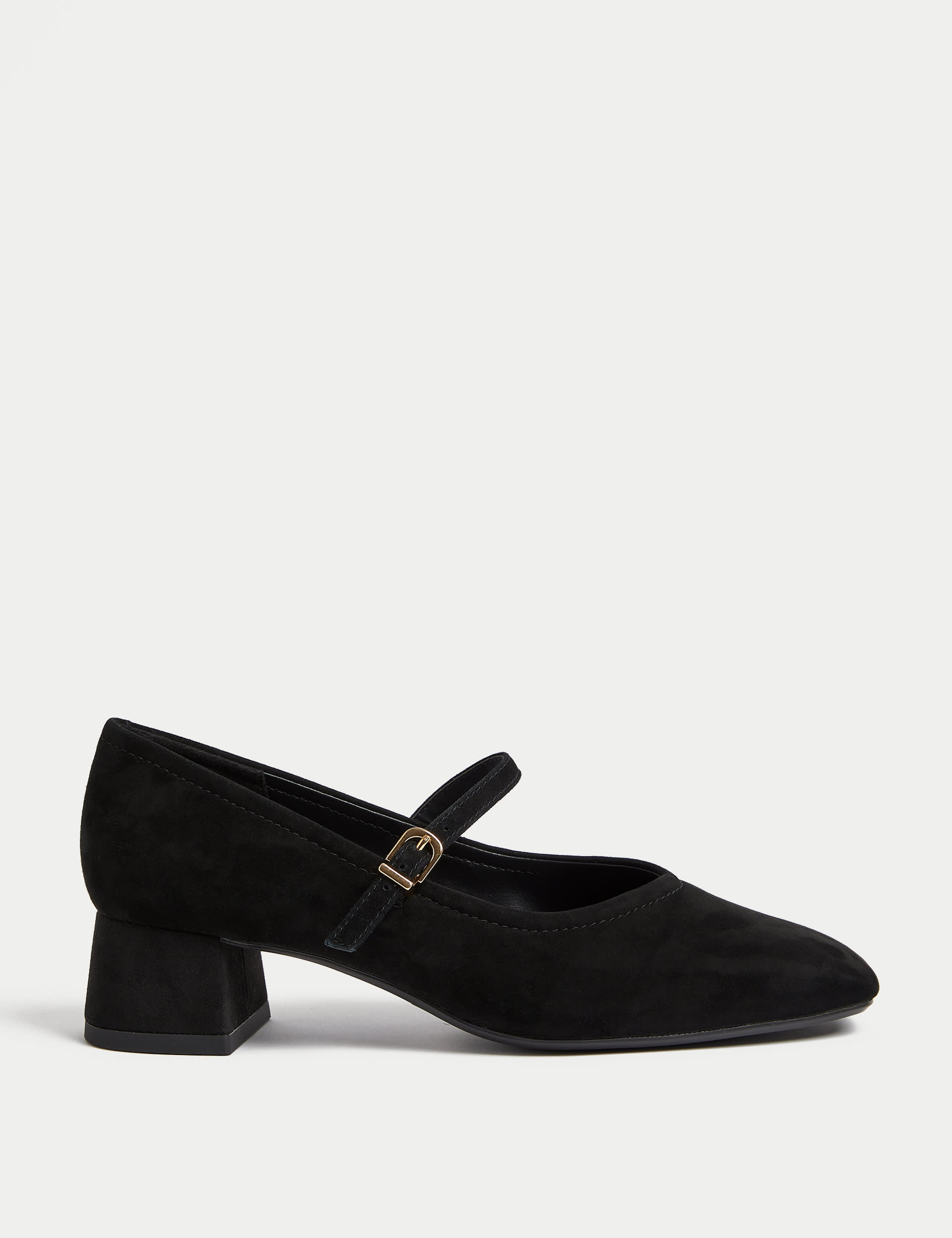 Suede Strappy Block Heel Court Shoes