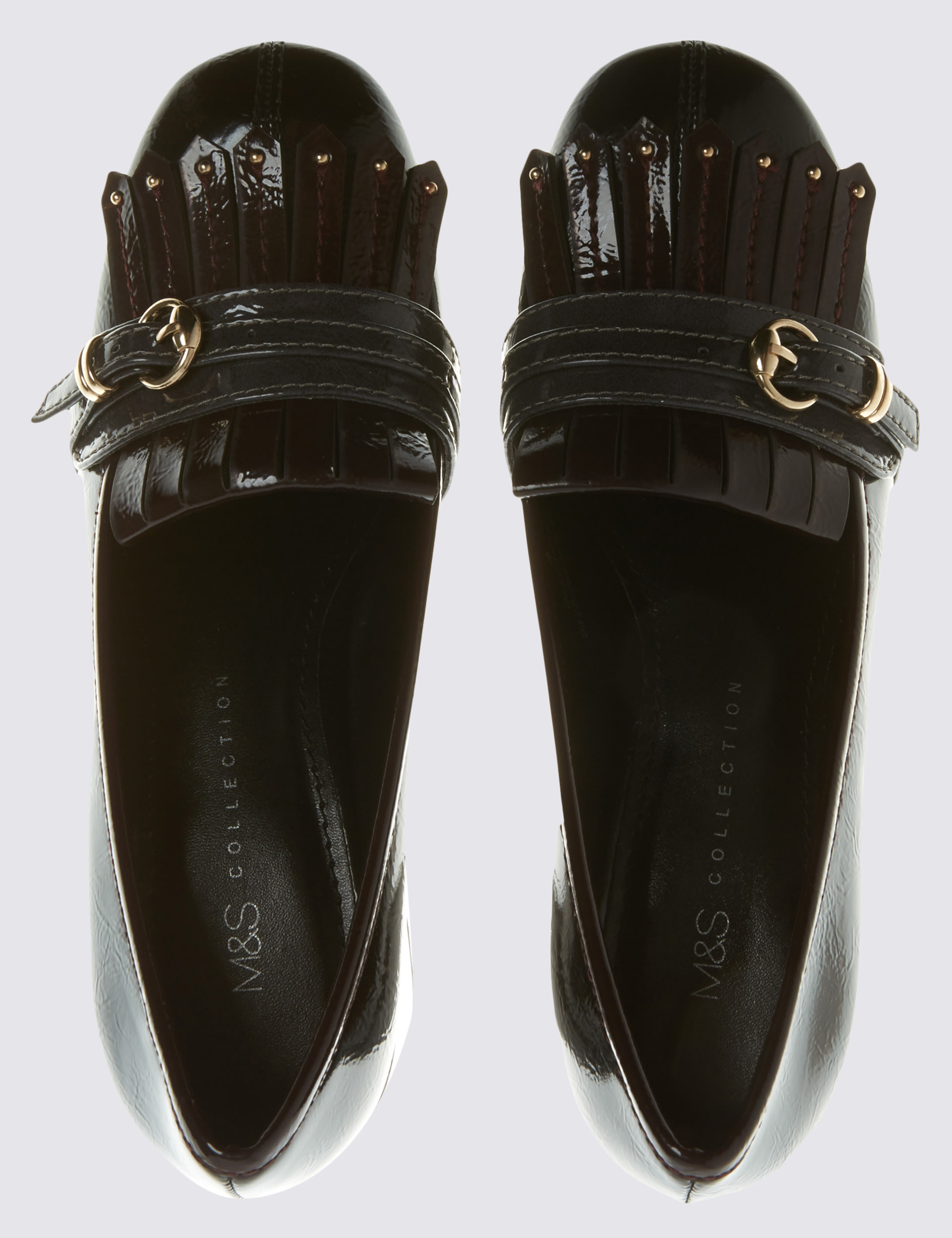 Block Heel Fringe Loafers with Insolia M S Collection M S