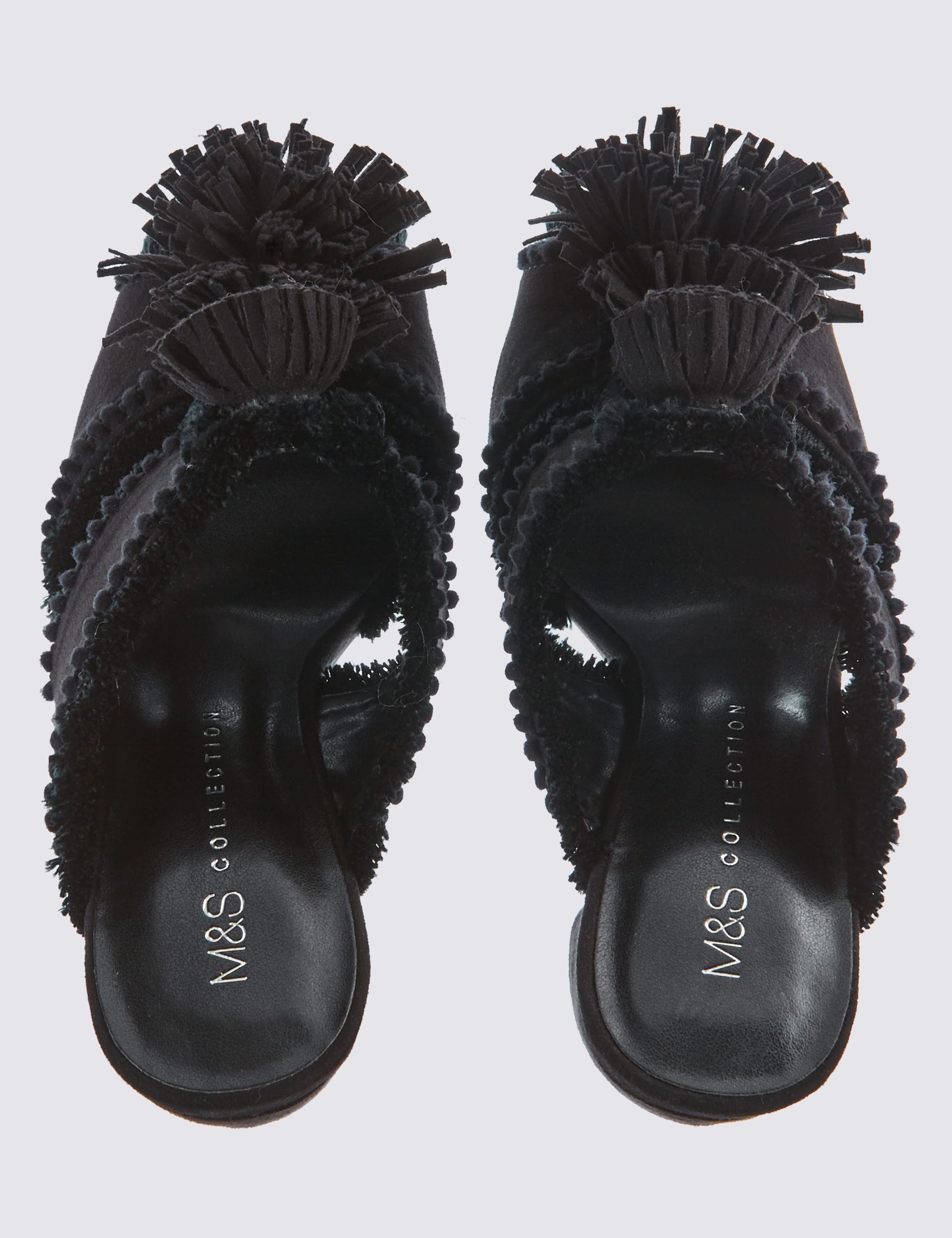 Angular Pom Pom Mule Sandals with Insolia M S Collection M S
