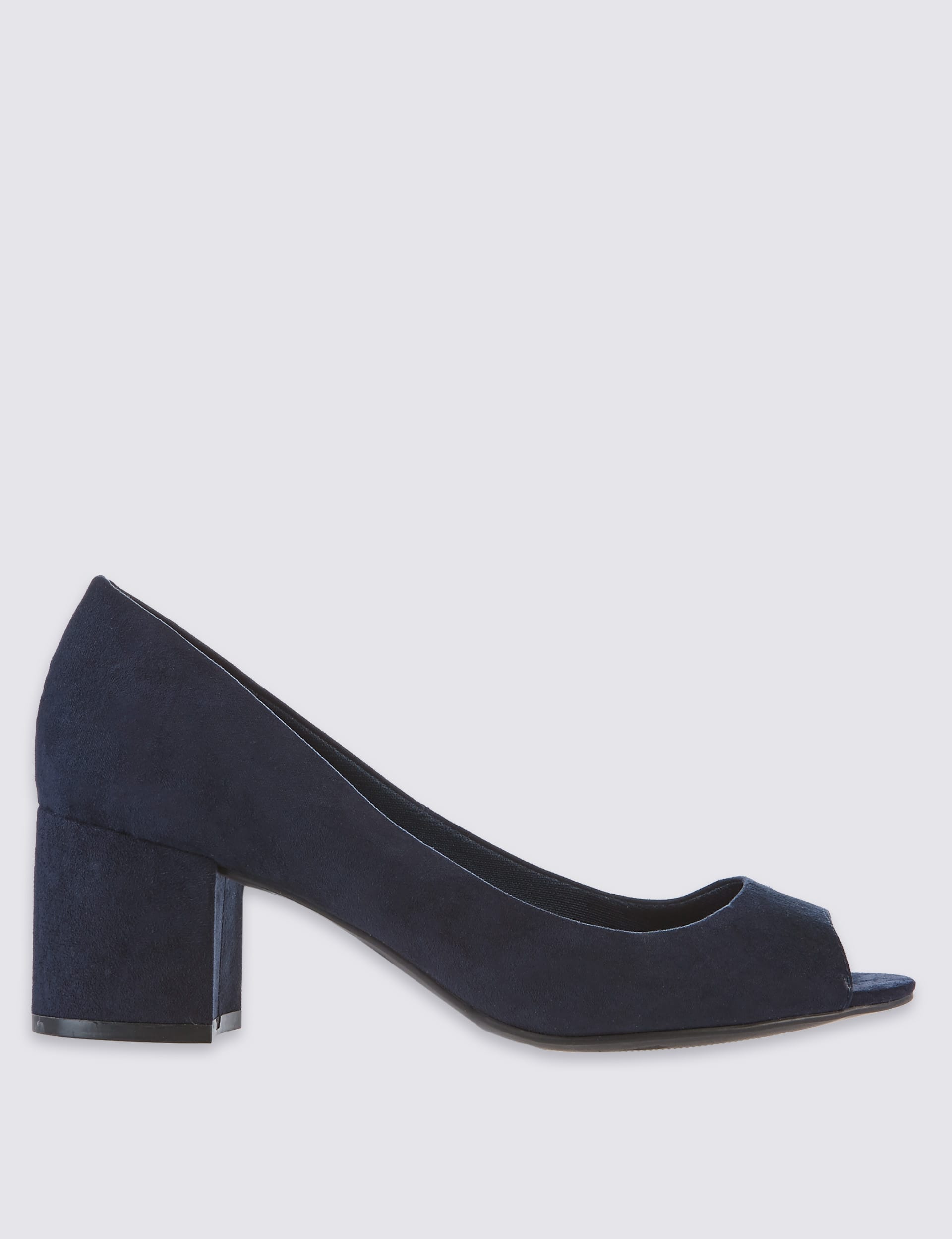 Block Heel Peep Toe Court Shoes M S Collection M S