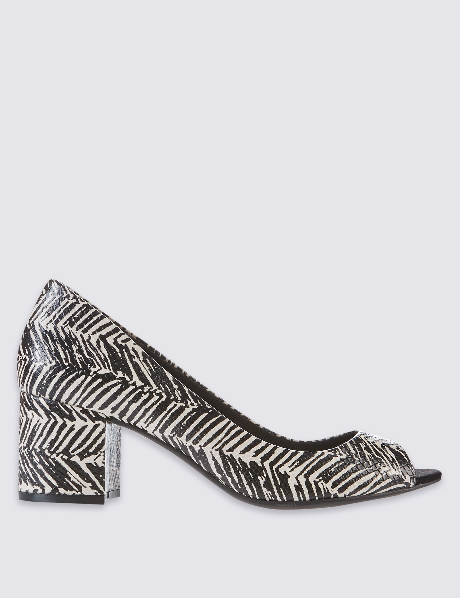Block Heel Peep Toe Court Shoes M S Collection M S