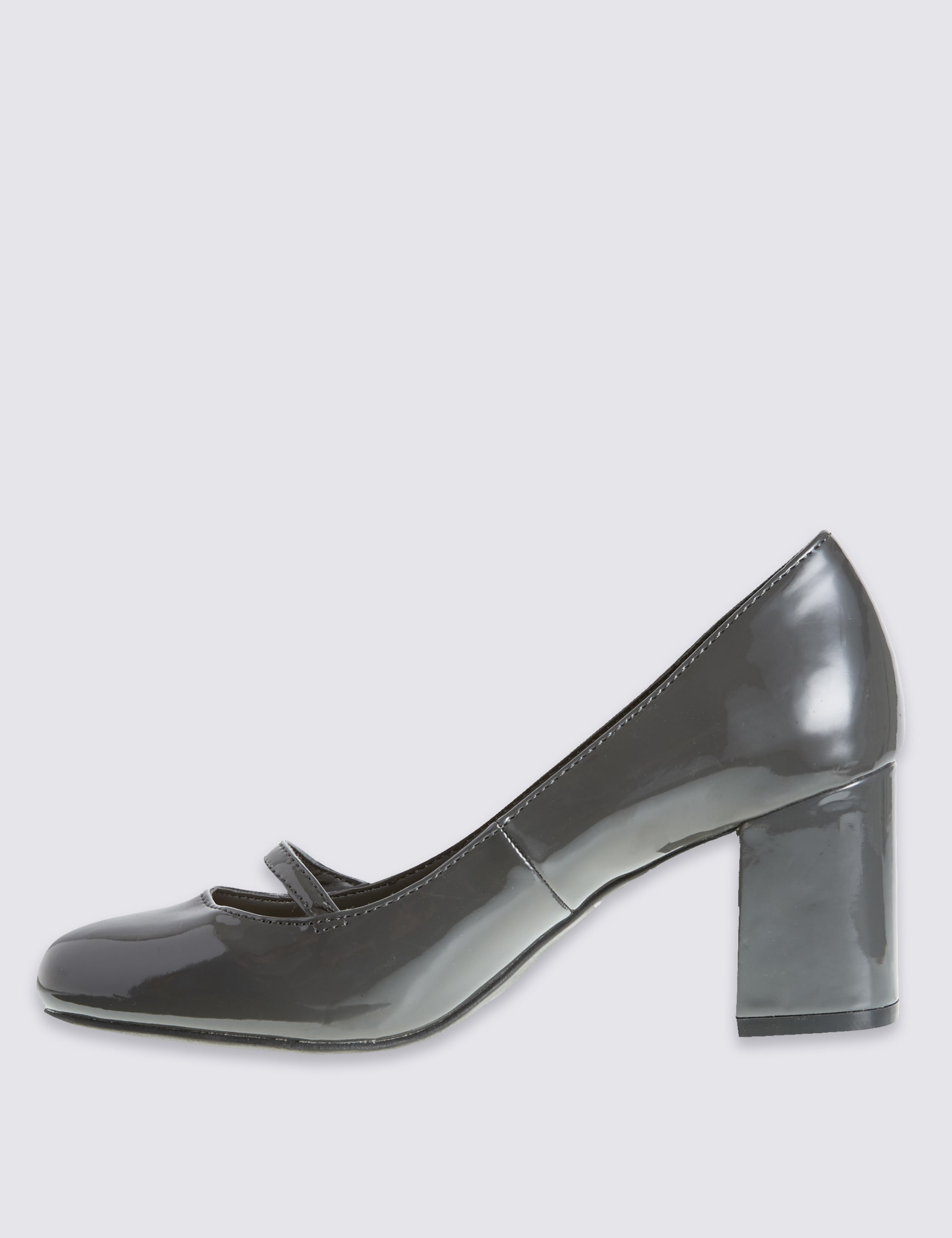 Wide Fit Block Heel Court Shoes M S Collection M S