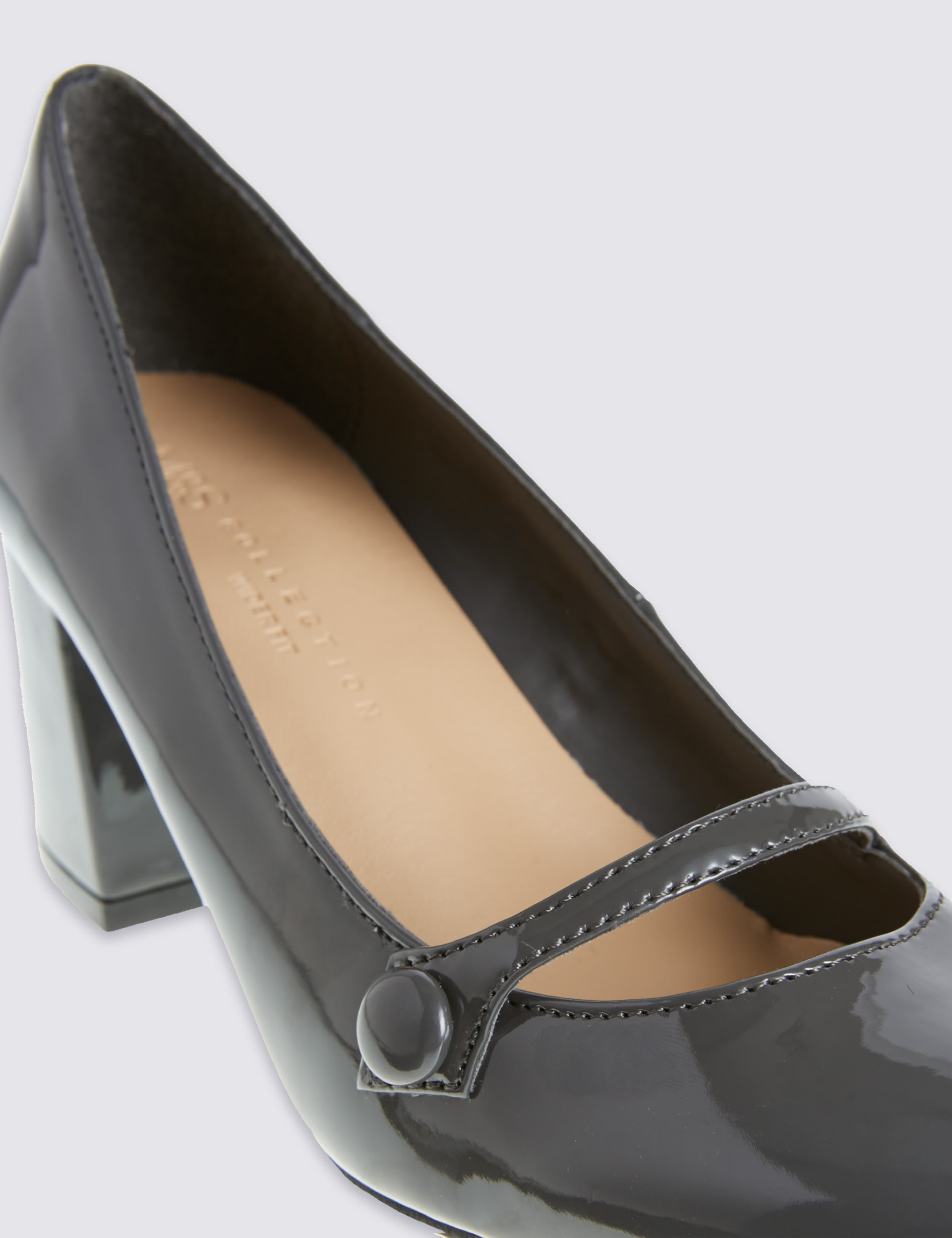 Wide Fit Block Heel Court Shoes Image 2 of 7