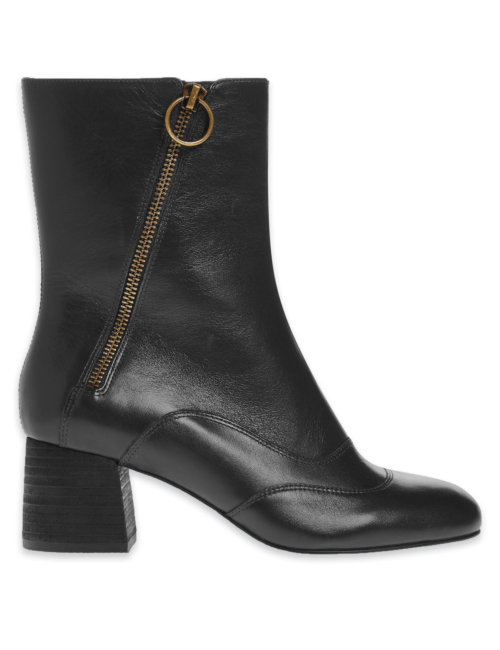 Leather Block Heel Mid Calf Boots Autograph M S