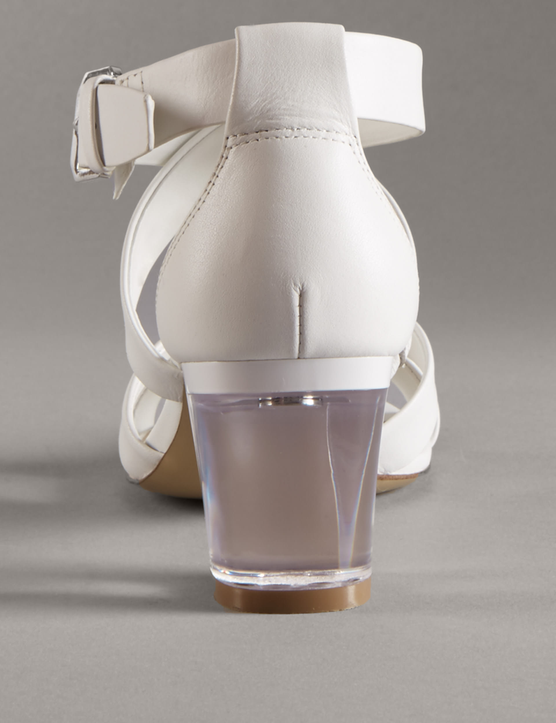 Leather Crossover Clear Heel Sandals with Insolia® Image 2 of 5
