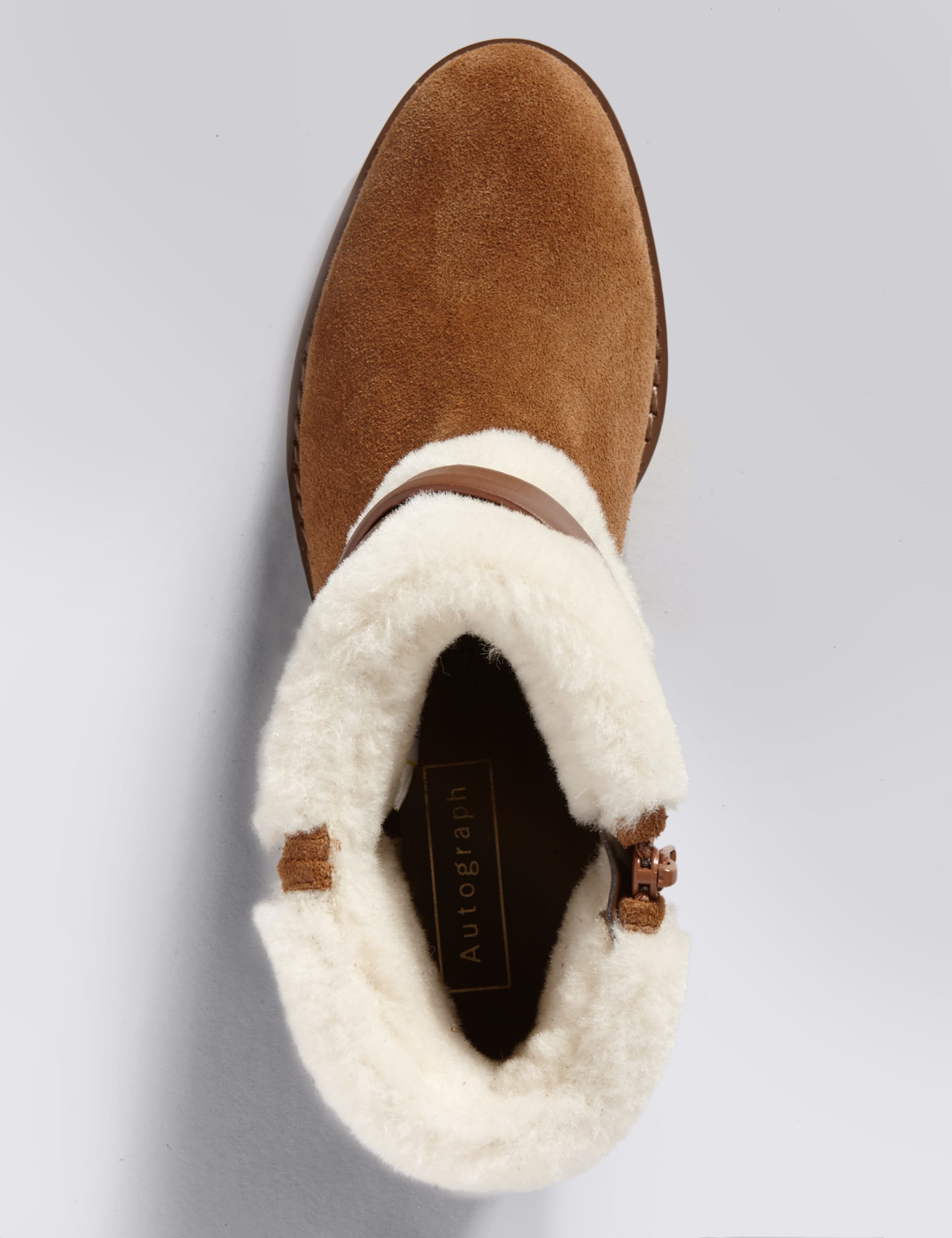 Stain Away™ Suede Faux Fur Trim Biker Boots with Insolia Flex® Image 2 of 4