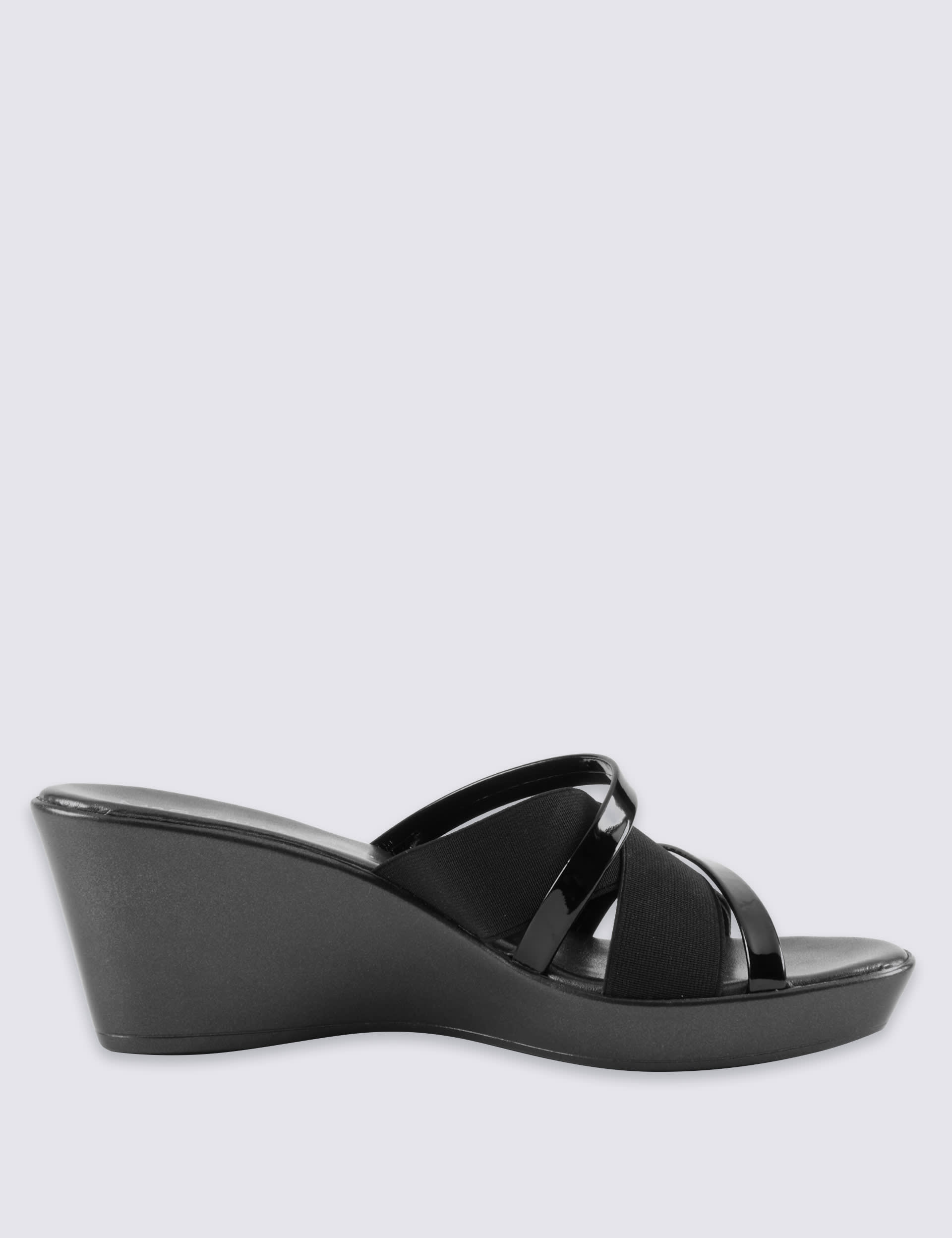 Open Toe Elastic Strap Wedge Sandals Image 2 of 5