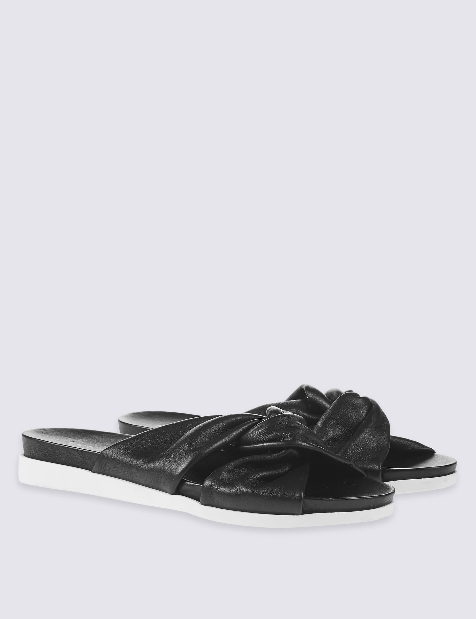 Leather Knot Slide Sandals Image 2 of 7