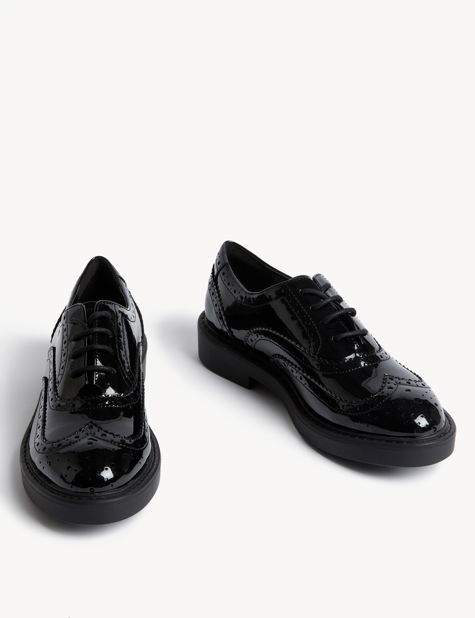 Patent Lace Up Flatform Brogues