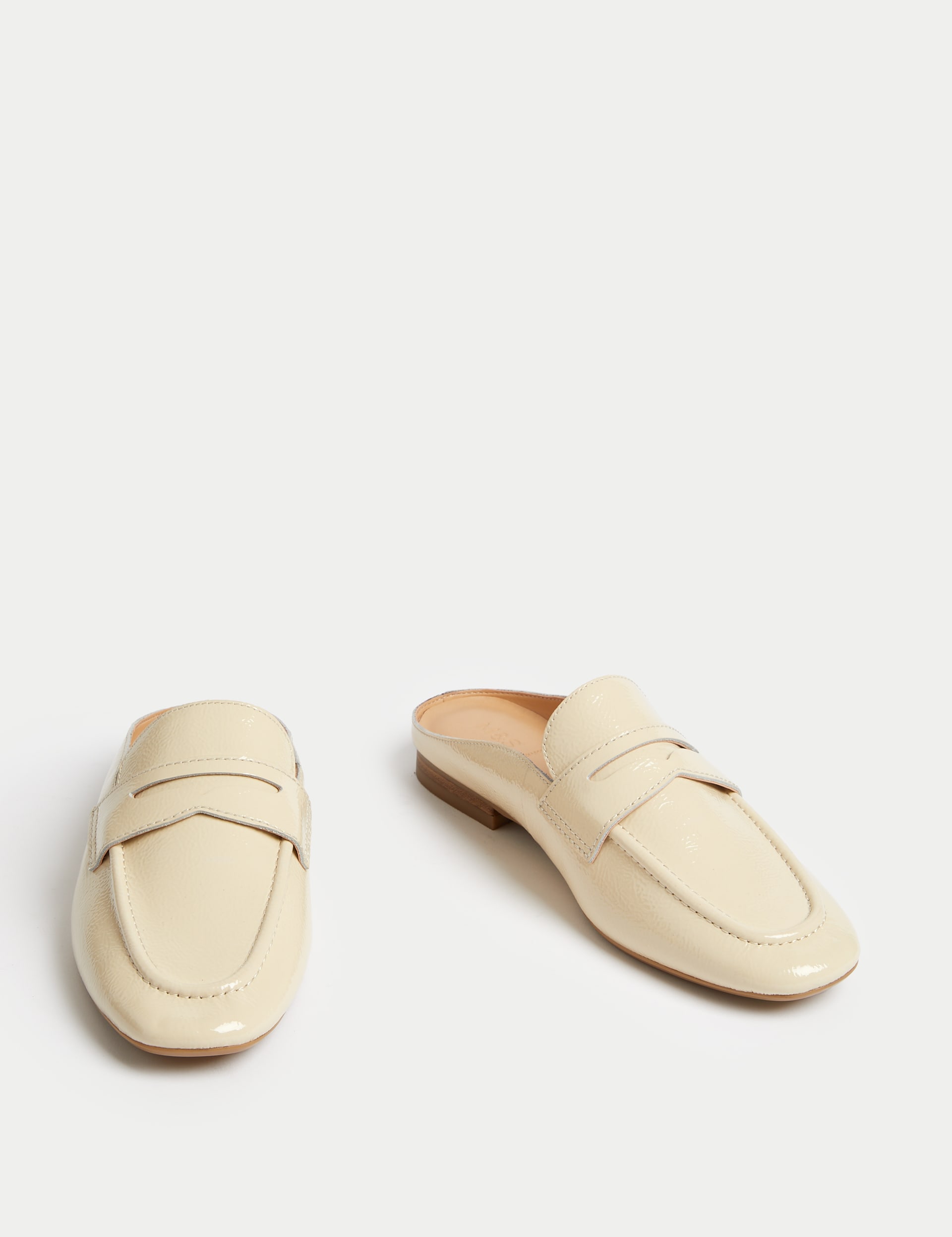 Leather Slip On Flat Loafer Mules
