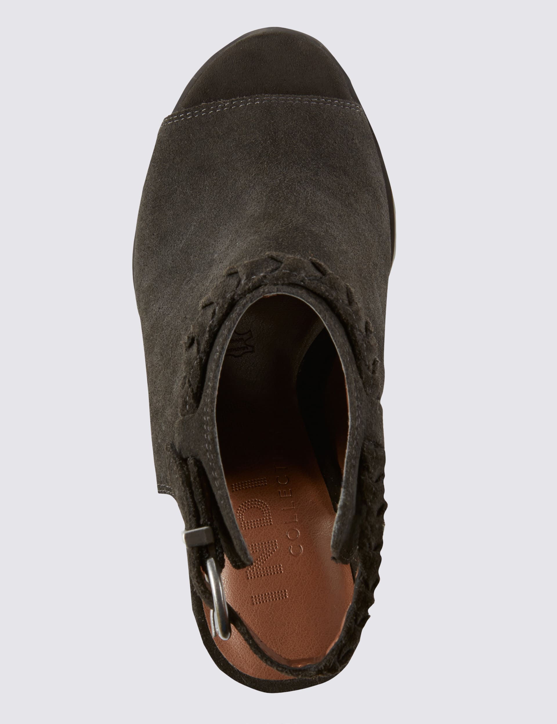 Suede Peep Toe Plait Shoe Boots with Stain Away™ & Insolia® Image 2 of 5
