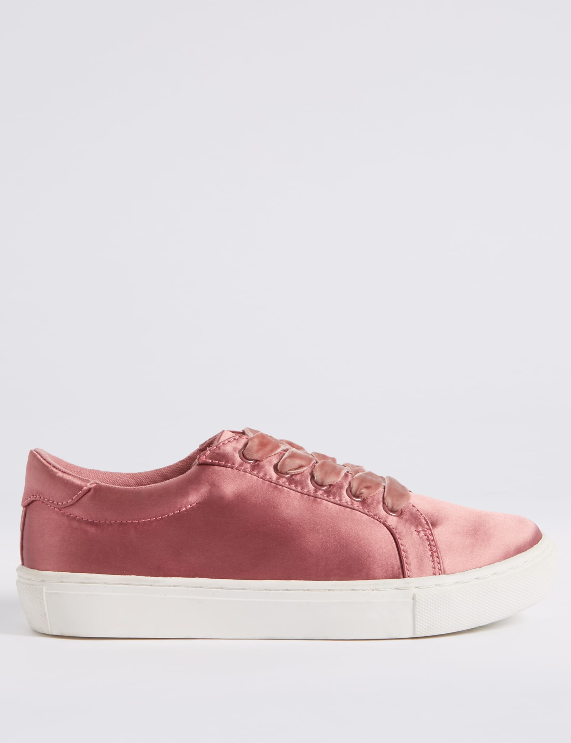 Lace-up Satin Velvet Trainers Image 2 of 7