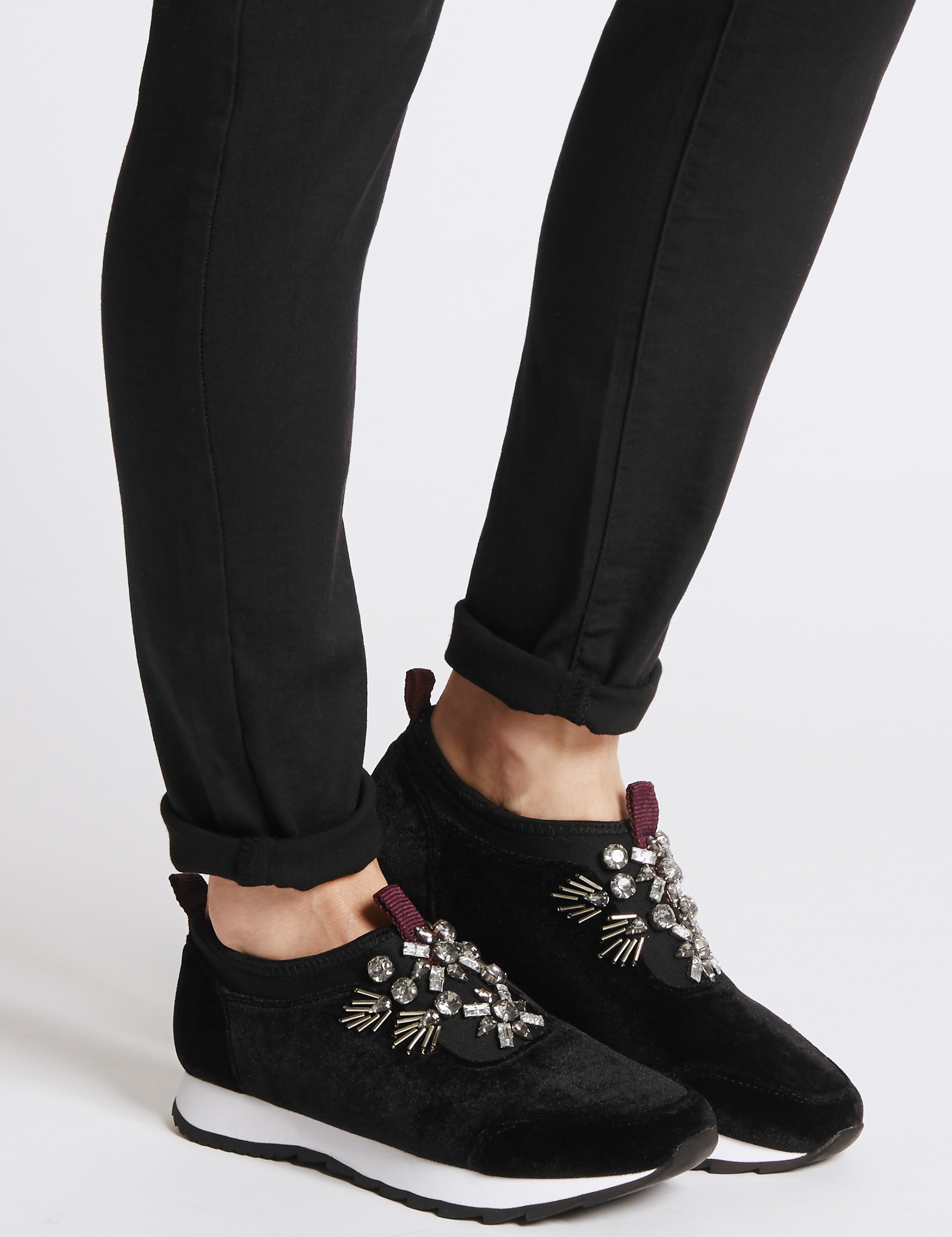 Slip on embellished trainers on sale