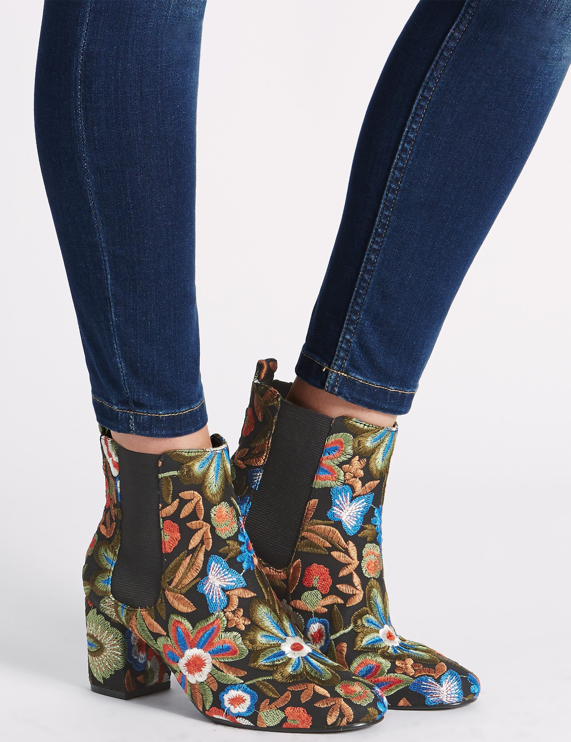Embroidered Floral Ankle Boots with Insolia M S Collection M S