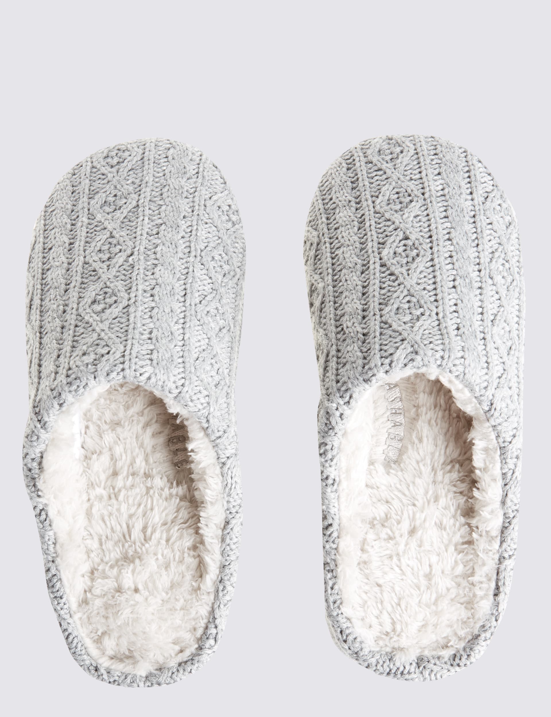 Cable Knit Mule Slippers Image 2 of 7