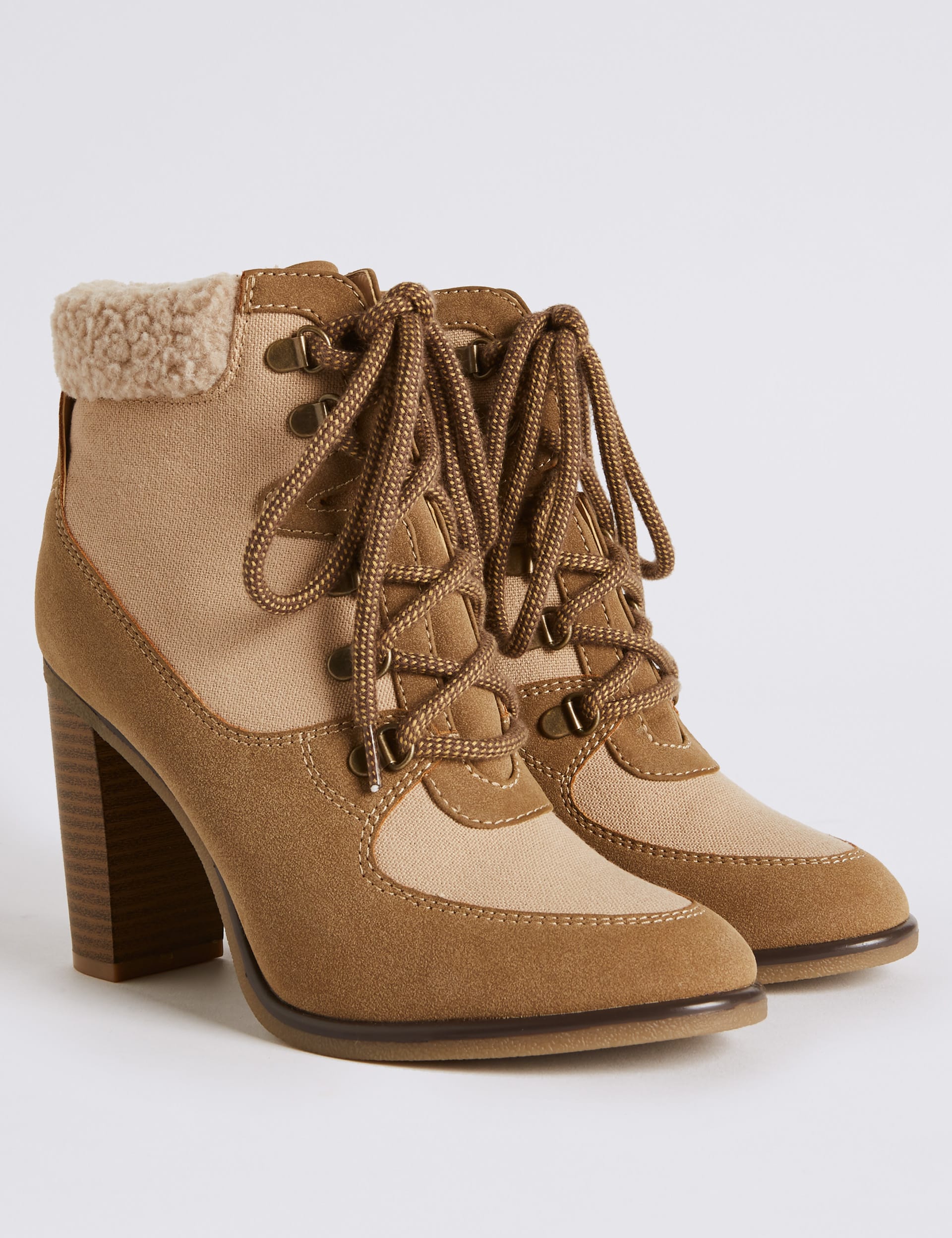 Block Heel Side Zip Ankle Boots M S Collection M S