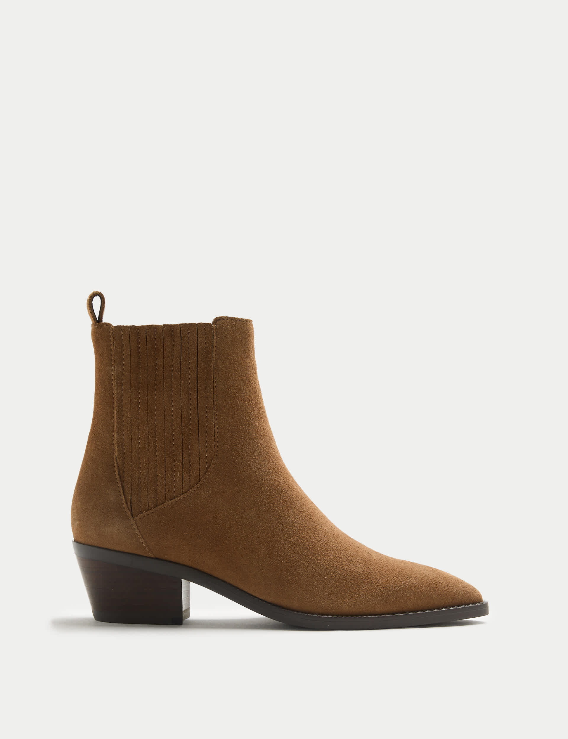 Suede Cowboy Block Heel Pointed Boots | M&S | M&S